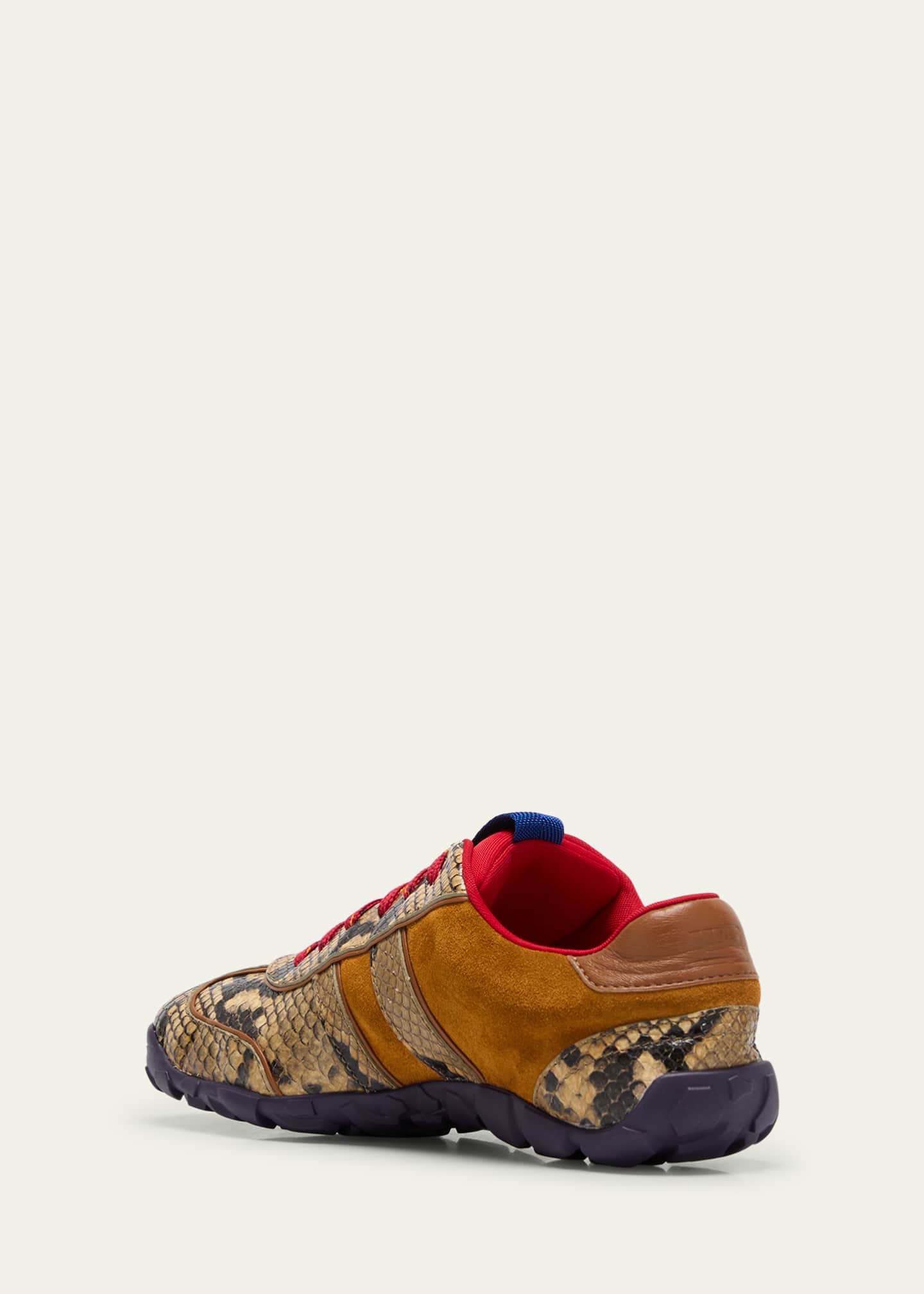 Wales Bonner Mixed Leather Lace-Up Runner Sneakers Image 2 of 3