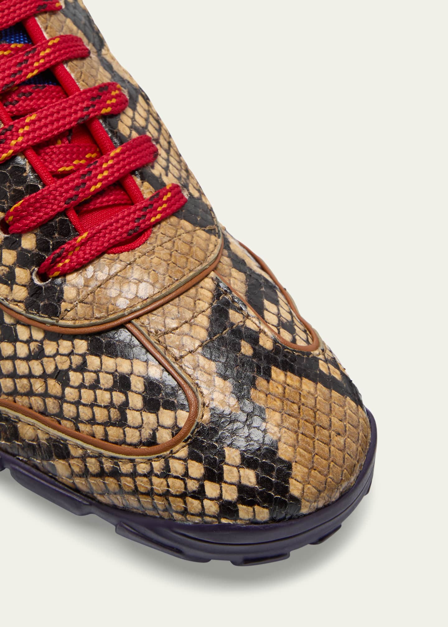 Wales Bonner Mixed Leather Lace-Up Runner Sneakers Image 3 of 3