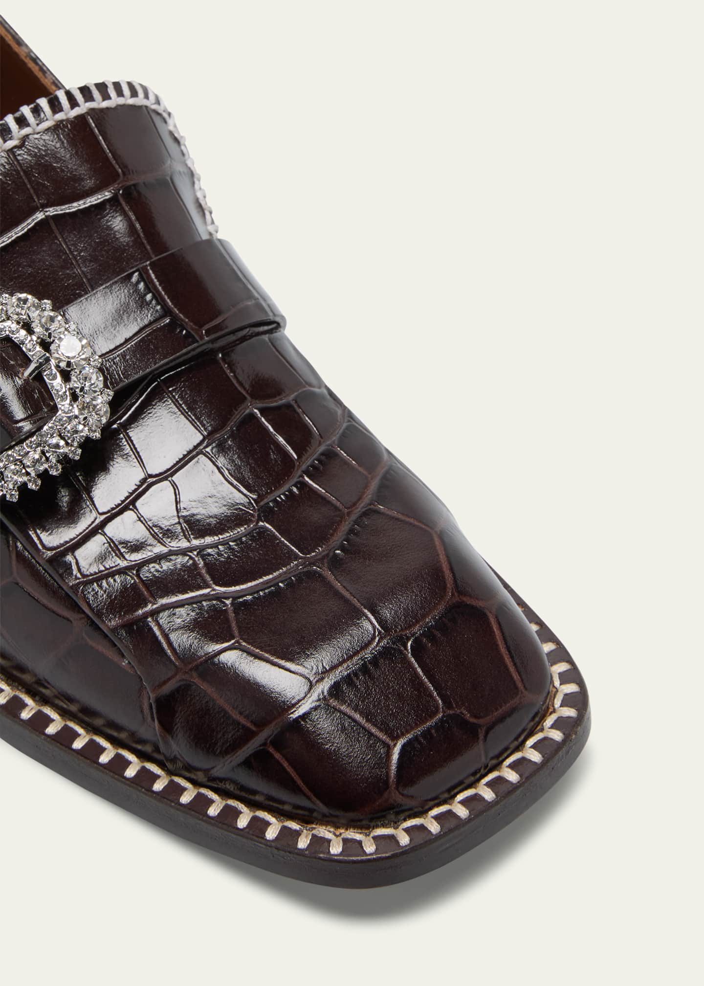 【関税込み】Wales Bonner タン バックル ローファー Wales Bonner Croco Embellished Buckle Slip-On Loafers