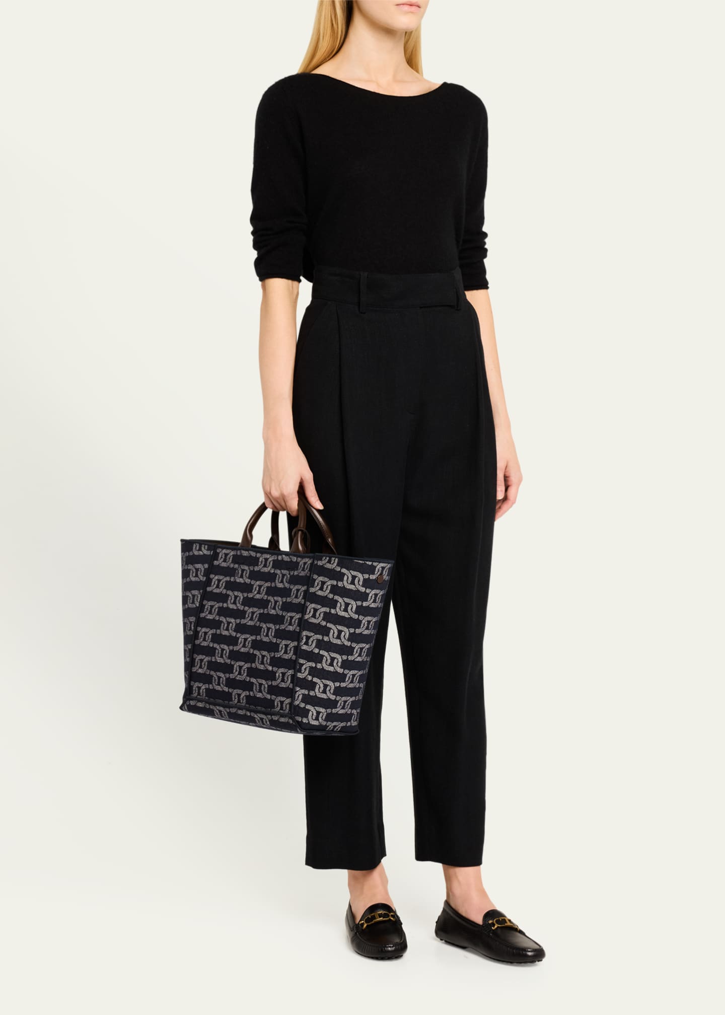 Tod's Chain-Link Denim Top-Handle Bag - Bergdorf Goodman