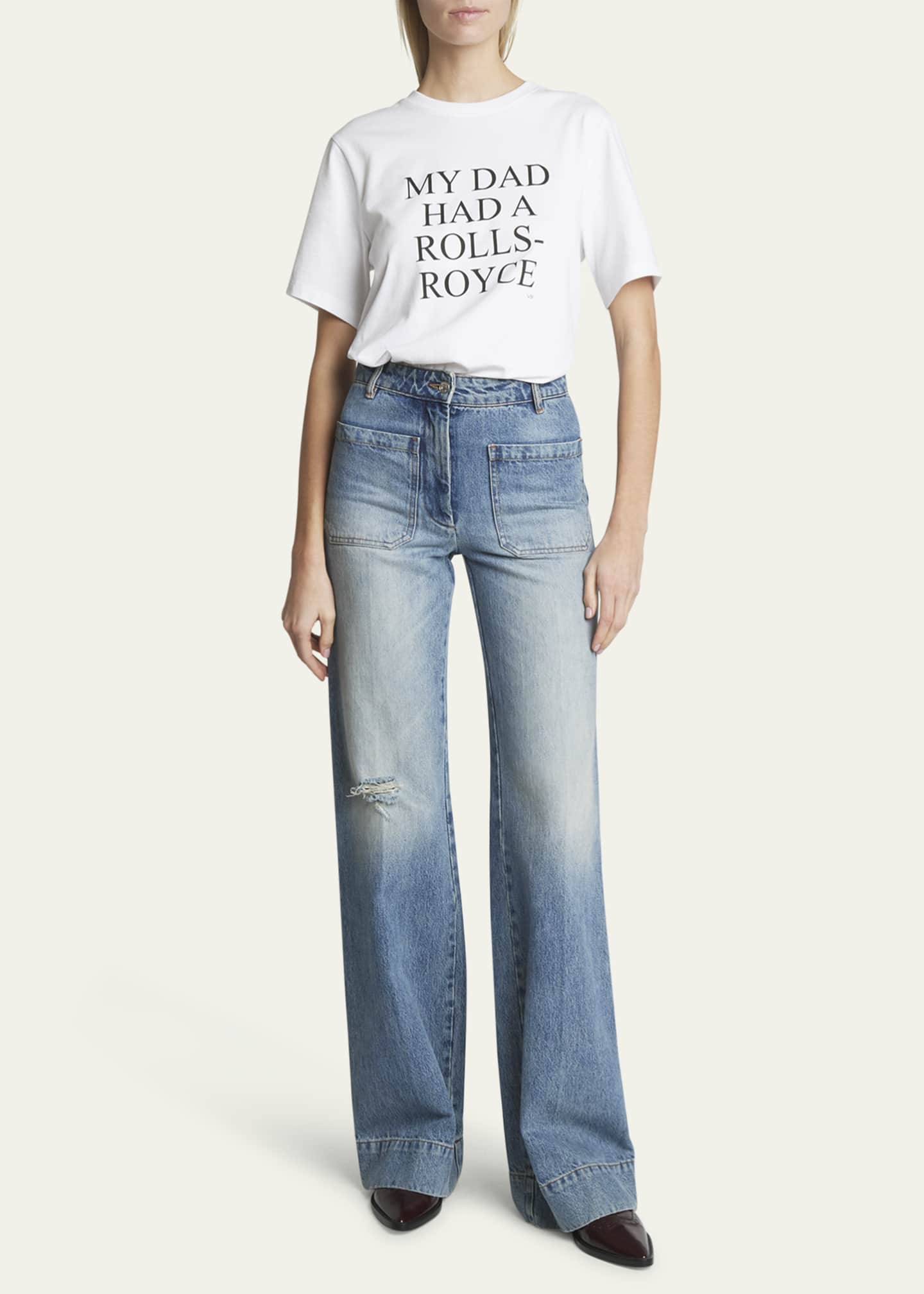 デニム・ジーパン Victoria Beckham Alina' Jeans Alina High Waisted Jean In Worn Blue Wash | Designer Jeans