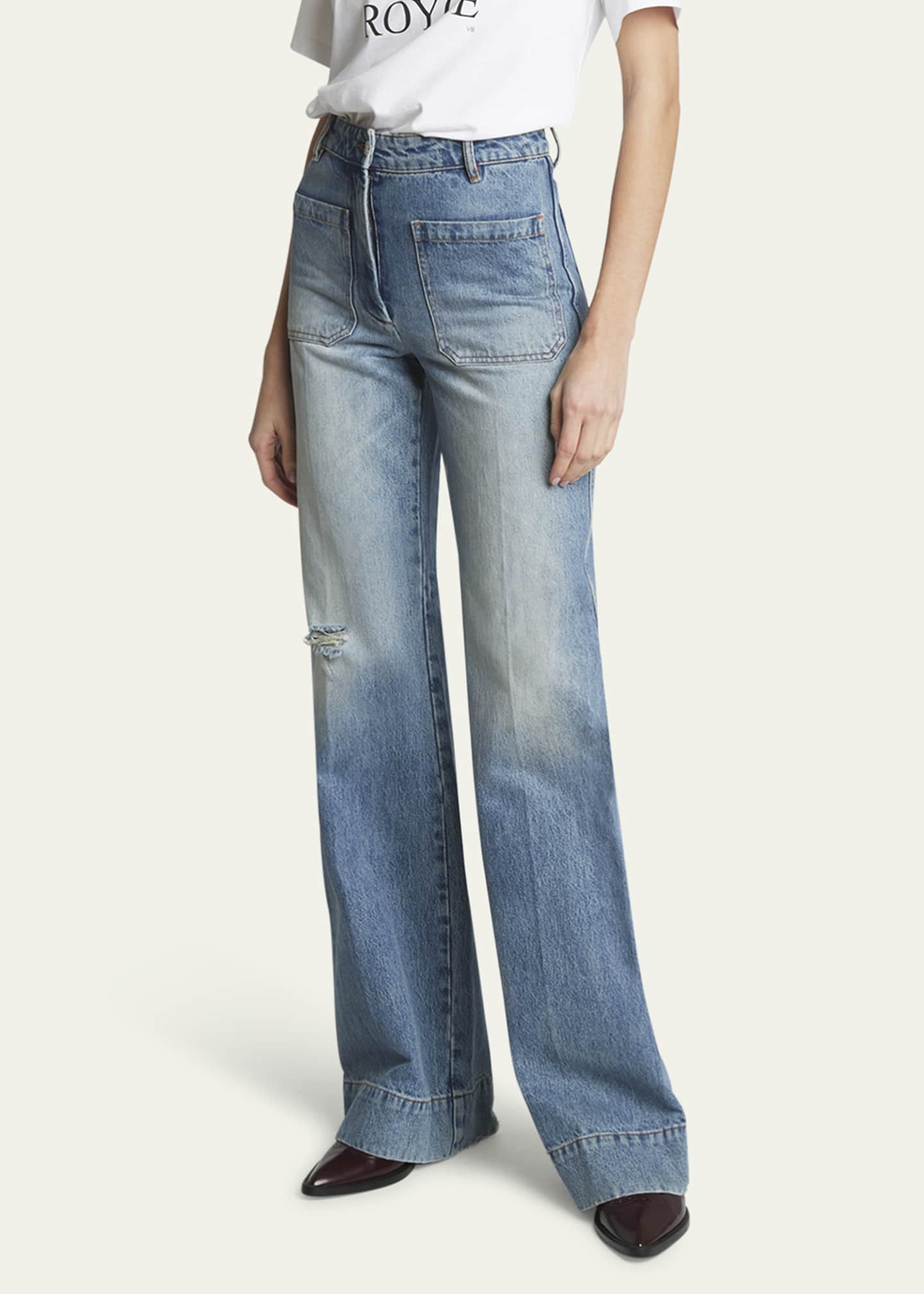 【Victoria Beckham】アリナストレートジーンズ Alina High Waisted Jean In Mid Blue | Designer Jeans