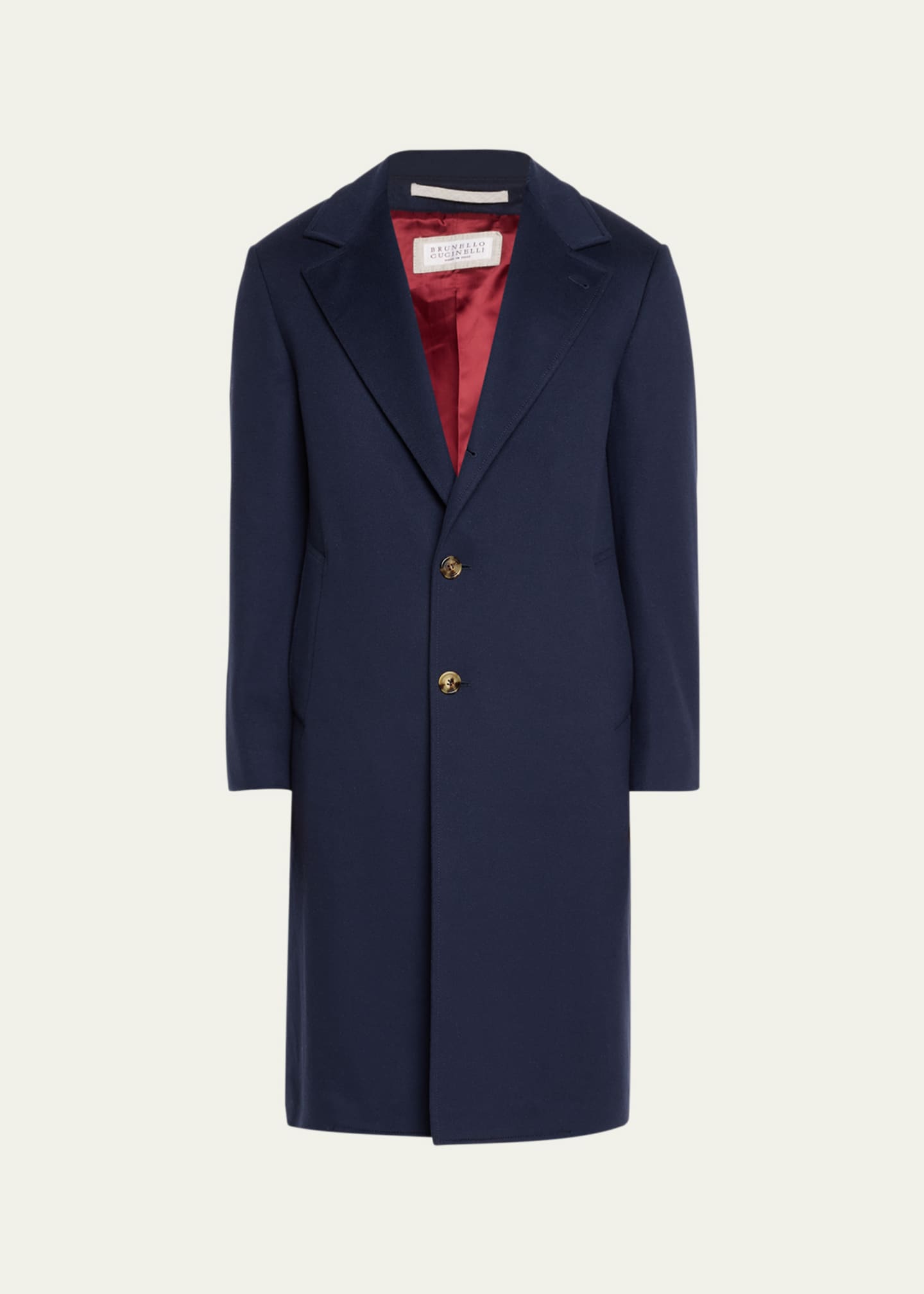 Brunello Cucinelli Men's Cashmere Vicuna Long Coat Image 1 of 5