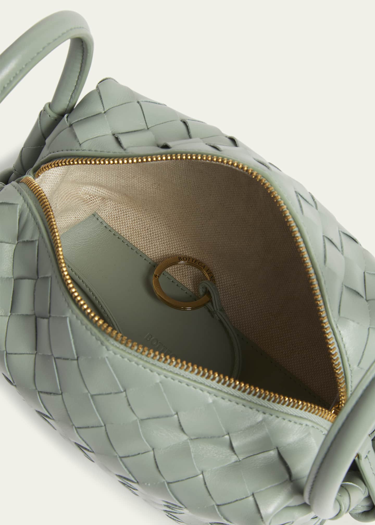Bottega Veneta Small Loop Intrecciato Leather Crossbody Bag 3401 New Sauge M Brass