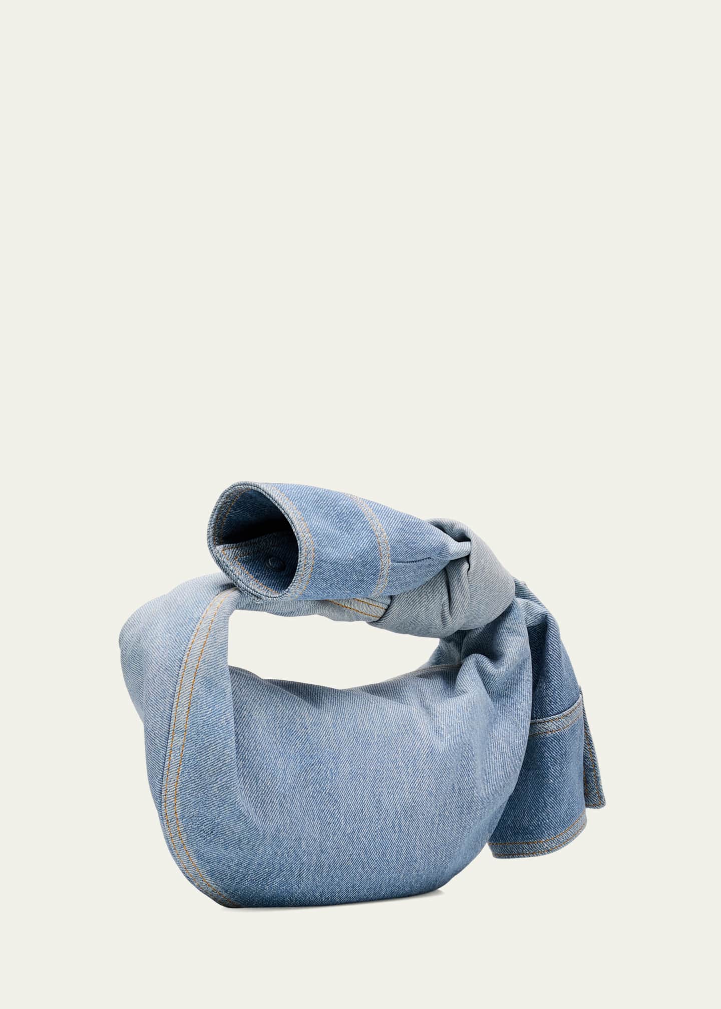 Bottega Veneta Jodie Mini Shirt Denim Top-Handle Bag Image 3 of 5