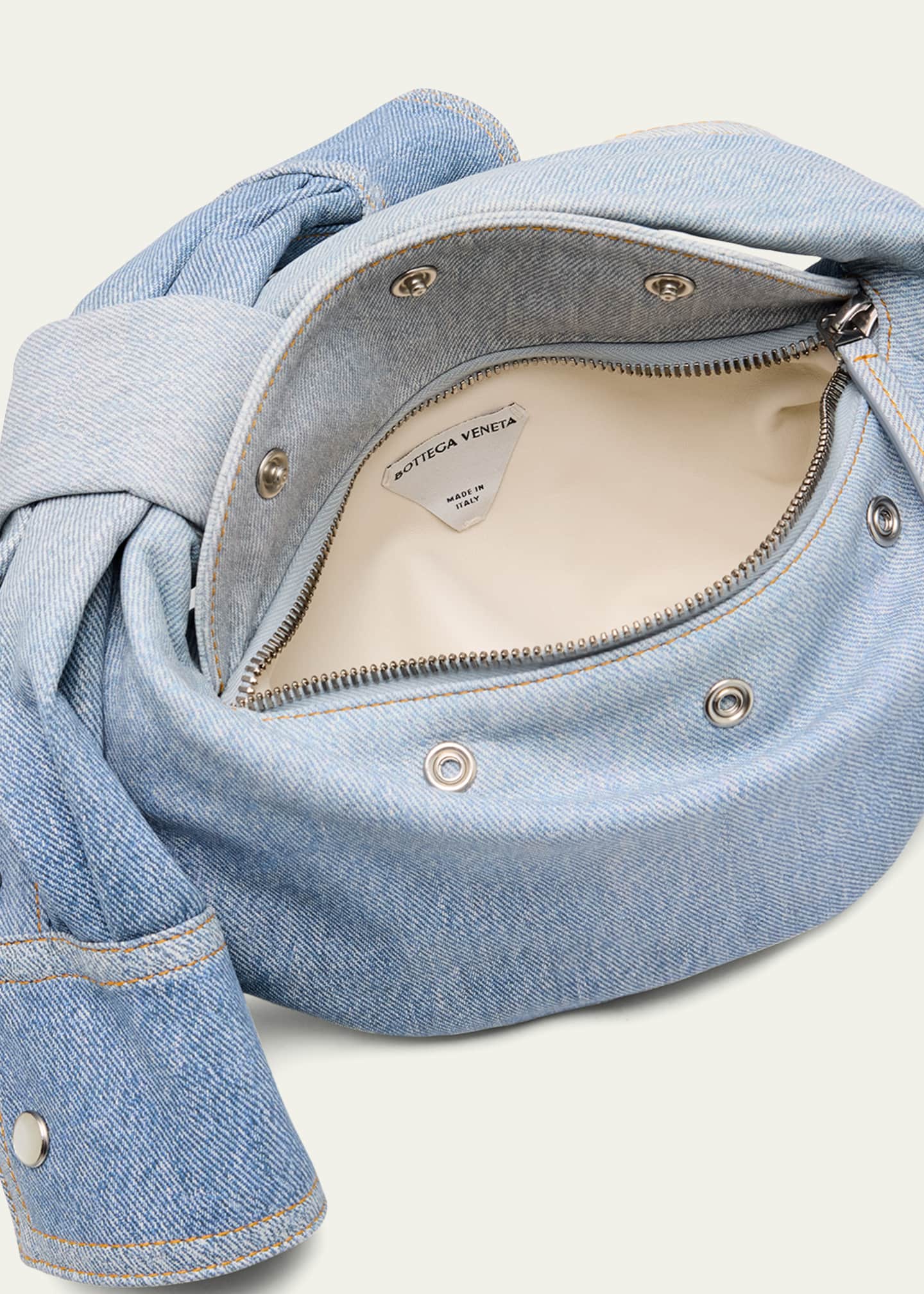 Bottega Veneta Jodie Mini Shirt Denim Top-Handle Bag Image 4 of 5