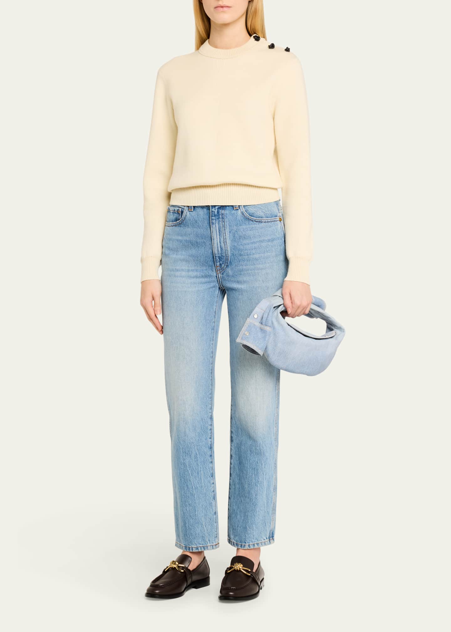 Bottega Veneta Jodie Mini Shirt Denim Top-Handle Bag Image 5 of 5
