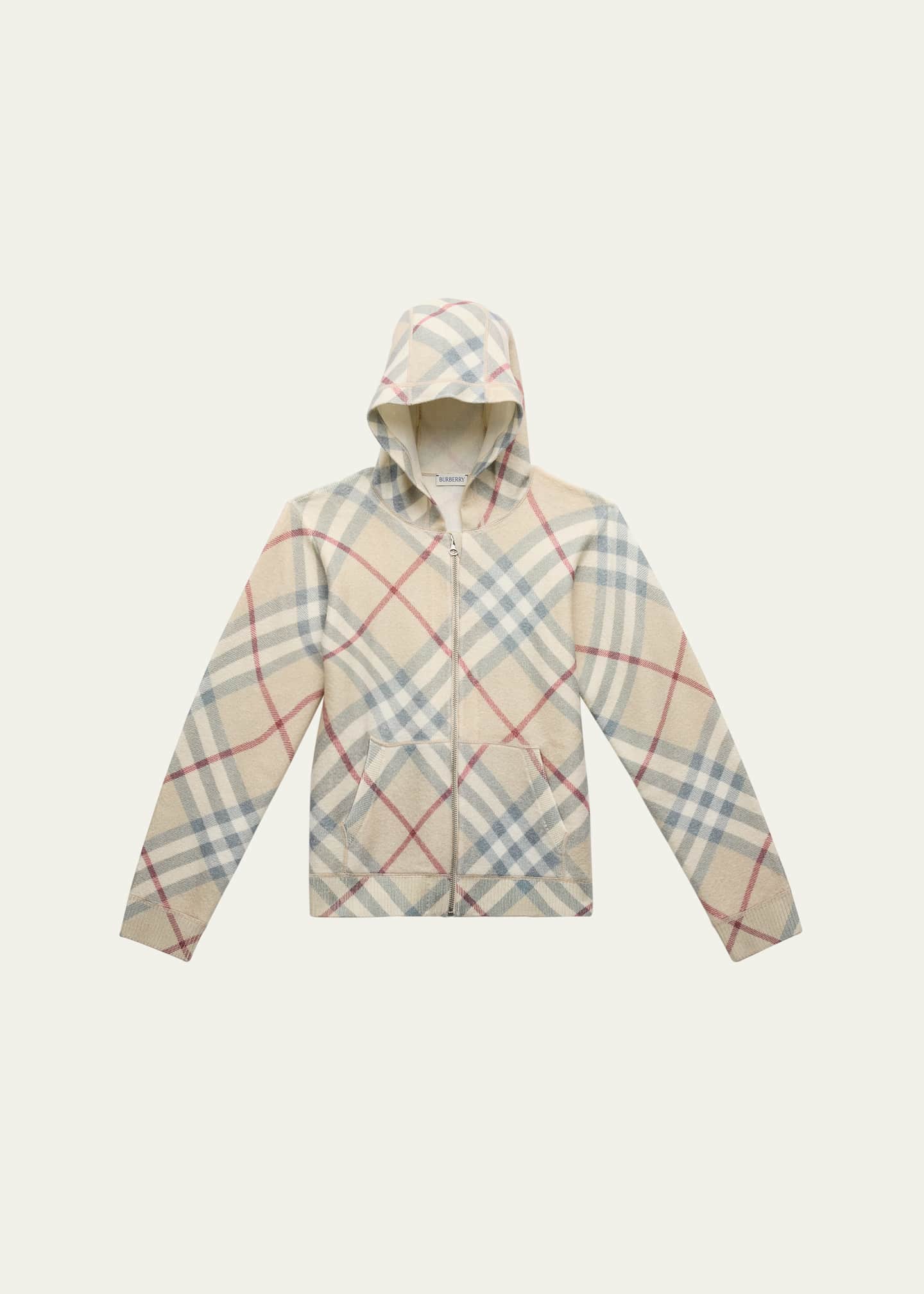 Burberry Boy s Ashmore Check Print Knit Hoodie Size 3 14