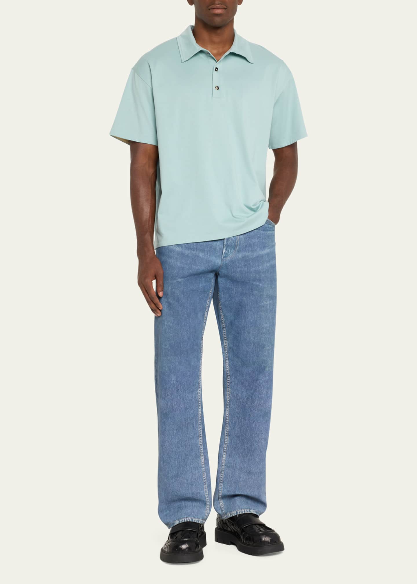 Bottega Veneta Men's Relaxed Cotton Polo Shirt Image 2 of 5