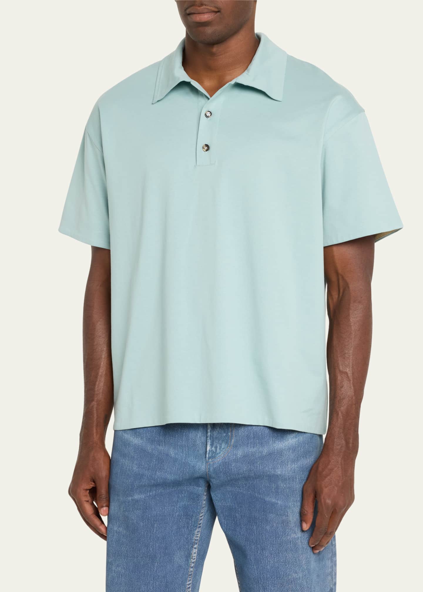 Bottega Veneta Men's Relaxed Cotton Polo Shirt Image 4 of 5