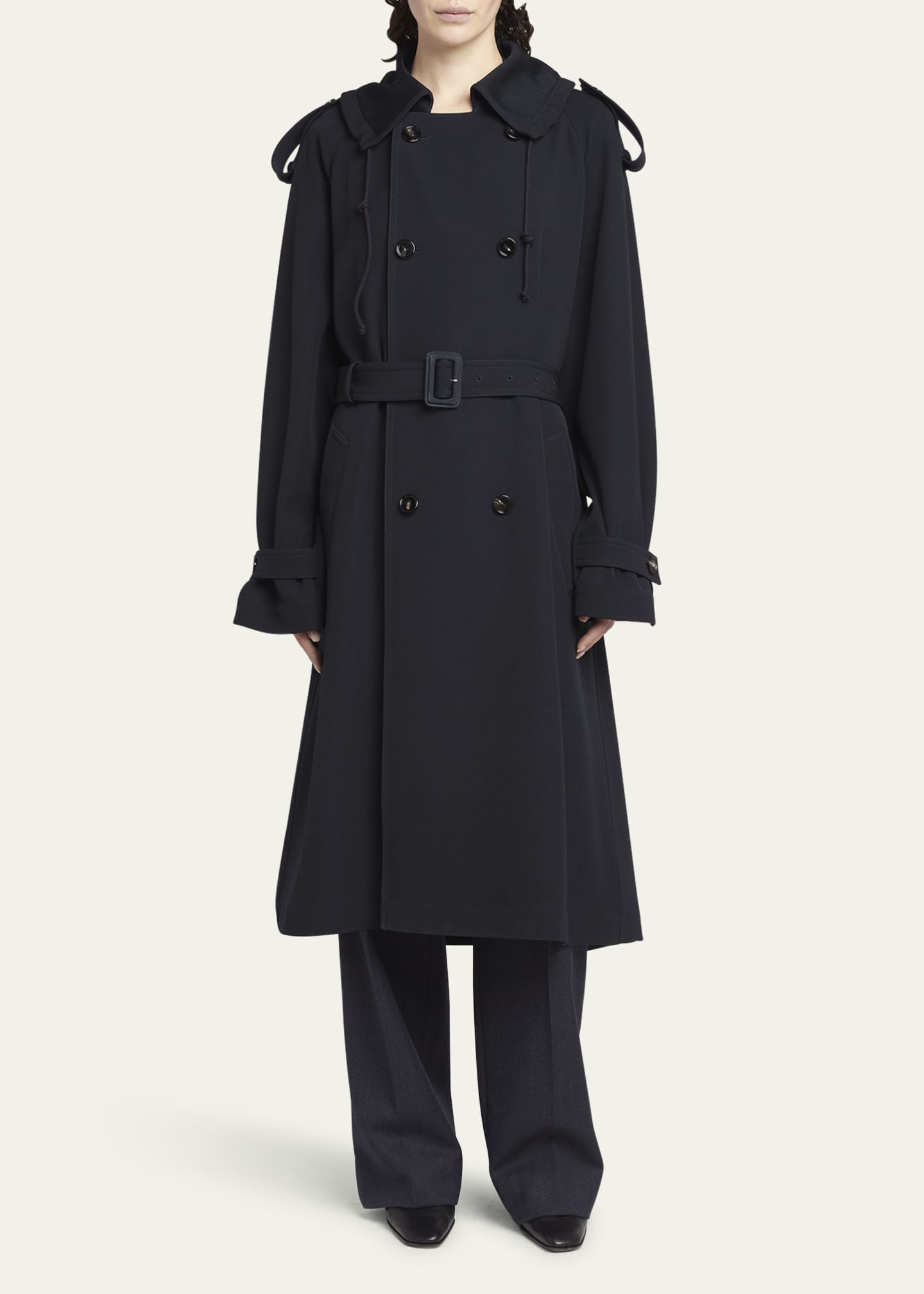 トレンチコート BOTTEGA VENETA Black Wool Trench Coat Bottega Veneta Wool Trench Coat | italist