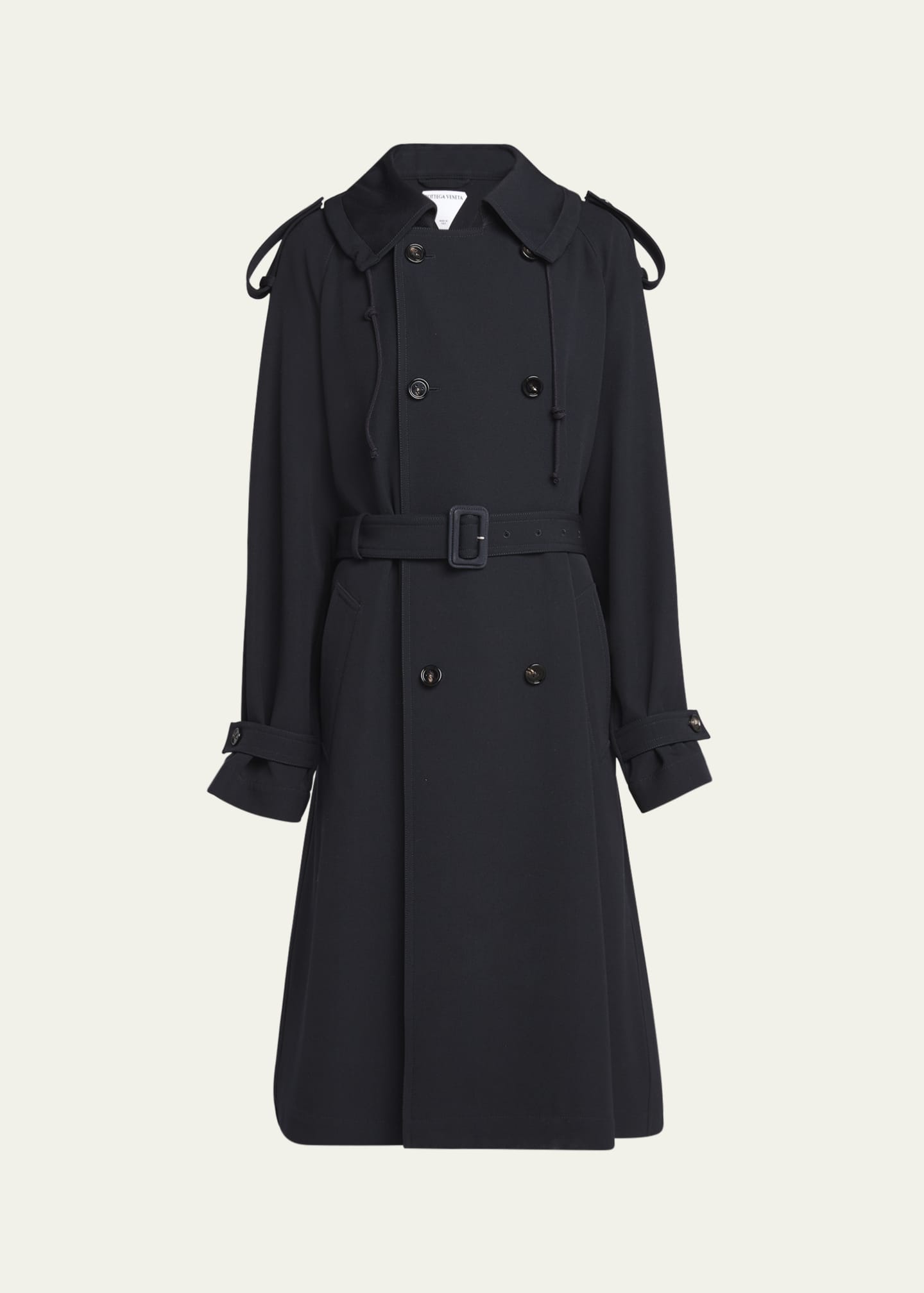Wool gabardine trench coat top