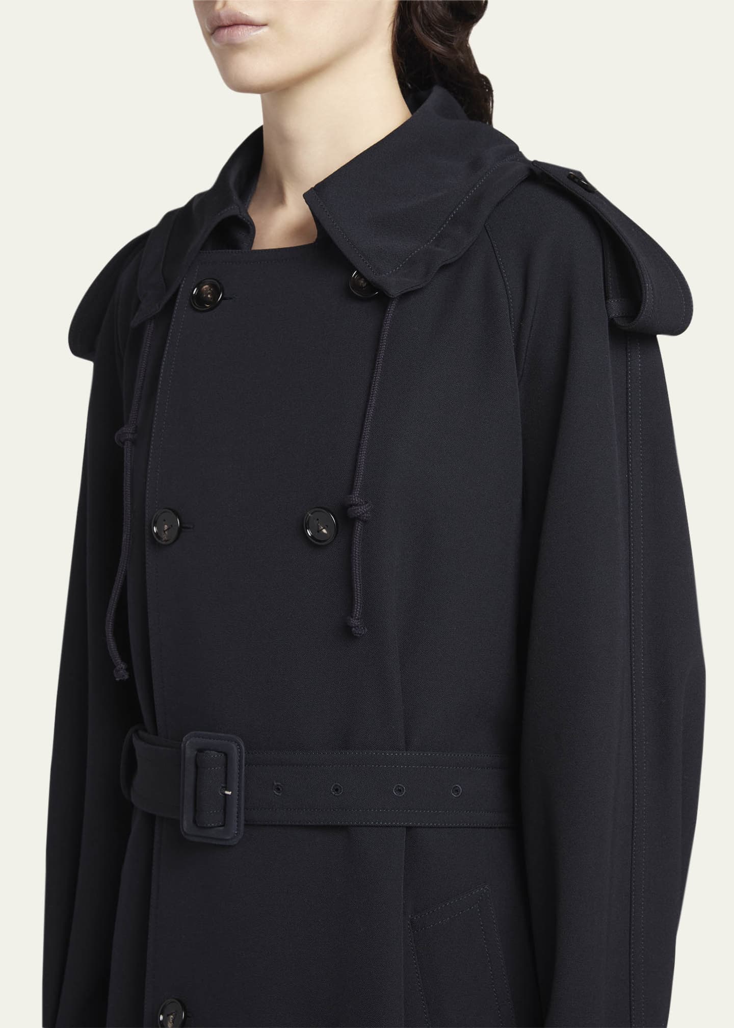 Bottega Veneta Compact Wool Gabardine Belted Trench Coat
