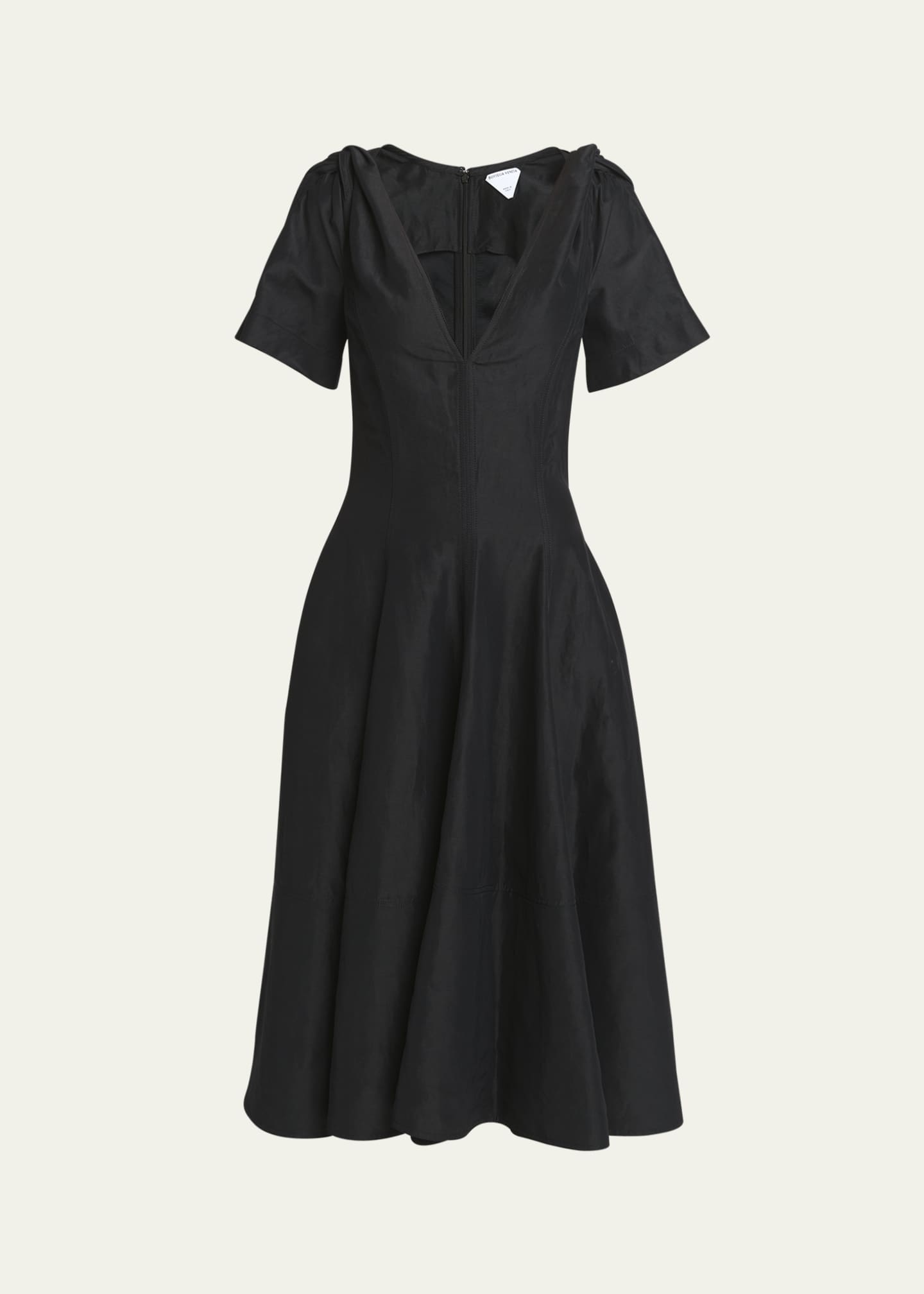 Bottega Veneta Fluid Linen Midi Dress with Twist Detail Image 1 of 5