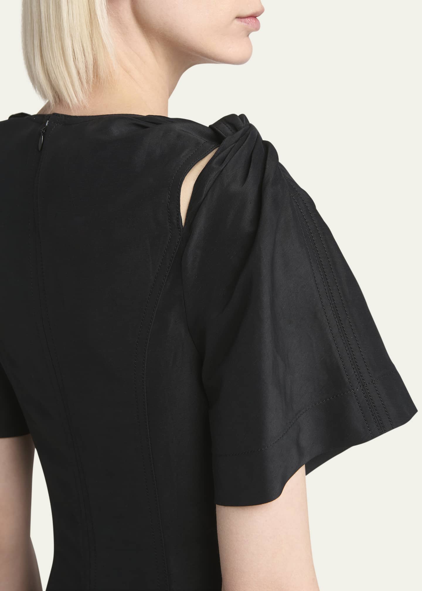 Bottega Veneta Fluid Linen Midi Dress with Twist Detail Image 5 of 5