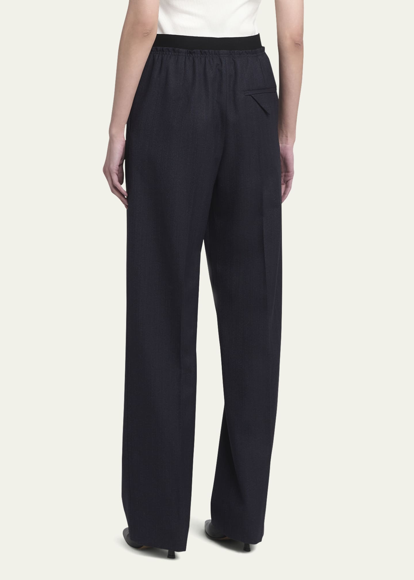 Bottega Veneta Subtle Striped Straight-Leg Wool Trousers Image 3 of 5