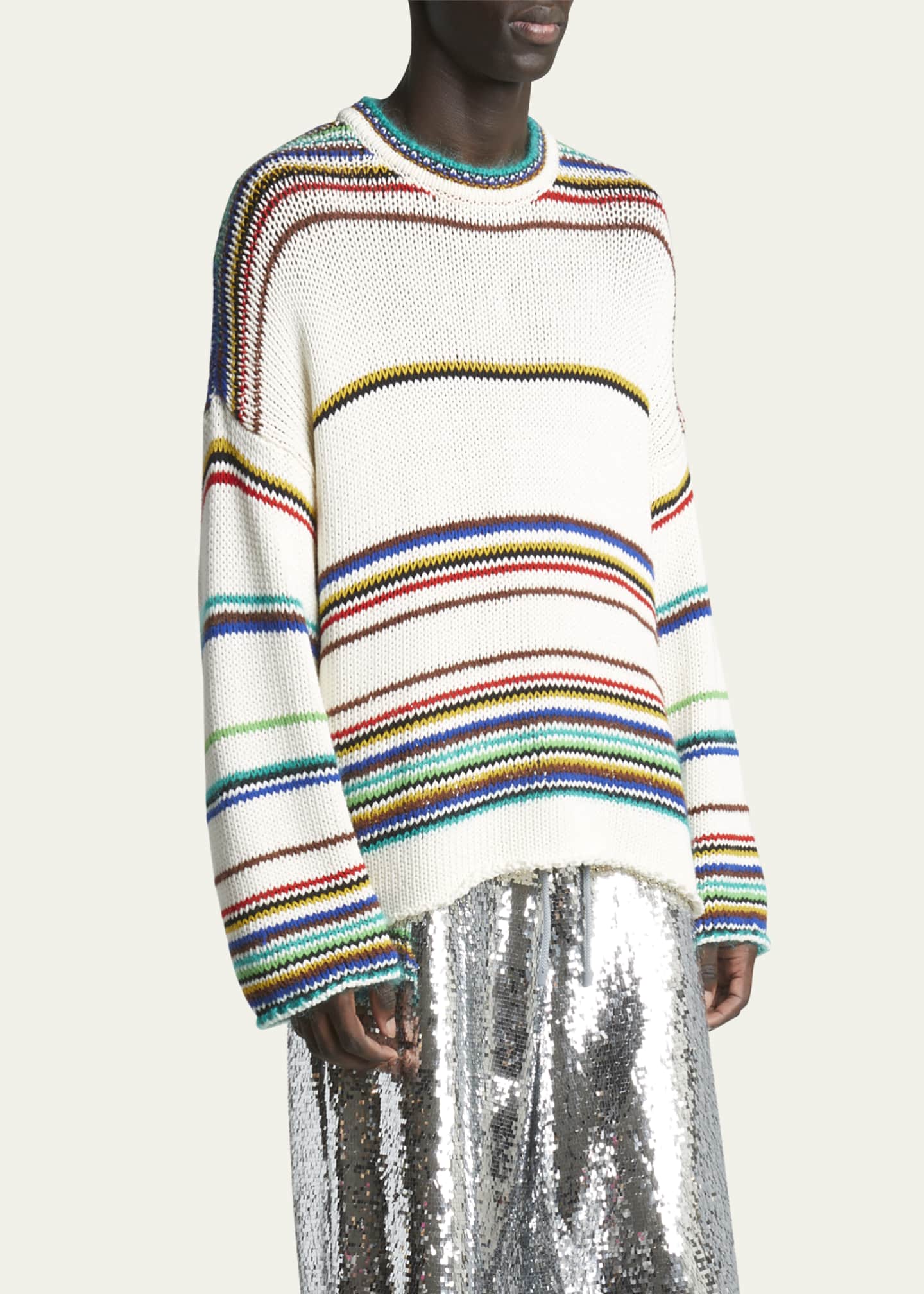 Loewe Men's Loose-Knit Multi-Striped Sweater Image 4 of 5