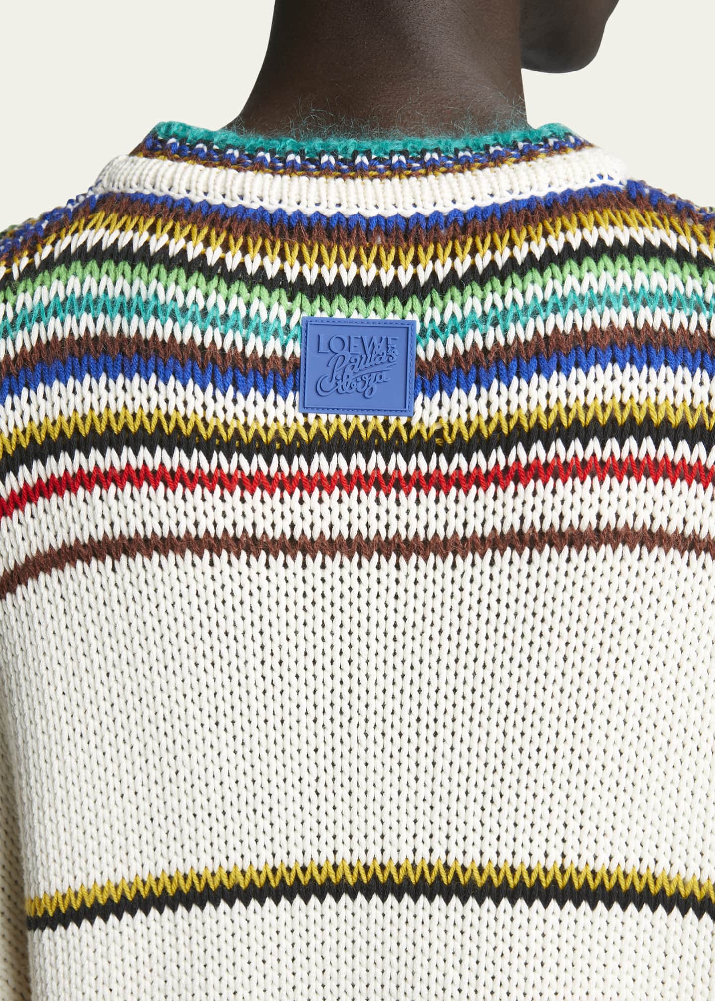 Loewe Men's Loose-Knit Multi-Striped Sweater Image 5 of 5