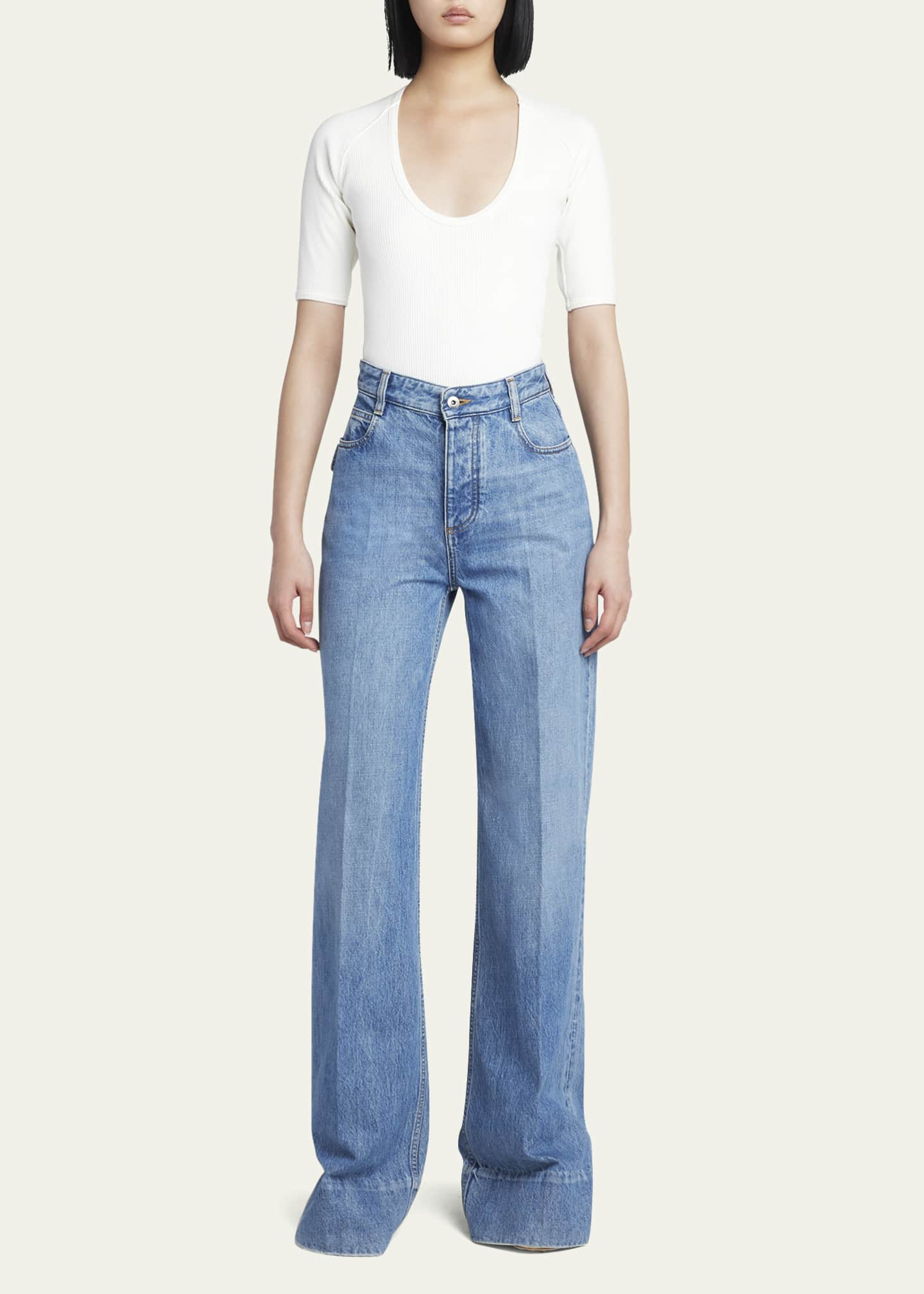 Bottega Veneta Ribbed Compact Cotton Jersey Top Image 2 of 5