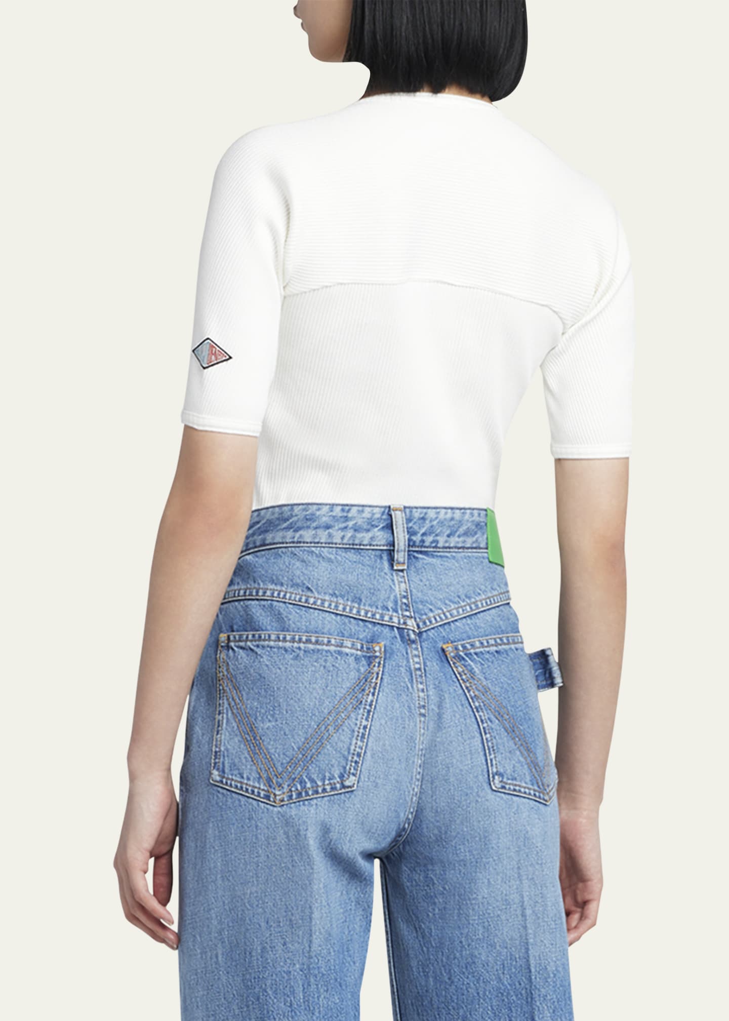 Bottega Veneta Ribbed Compact Cotton Jersey Top Image 3 of 5