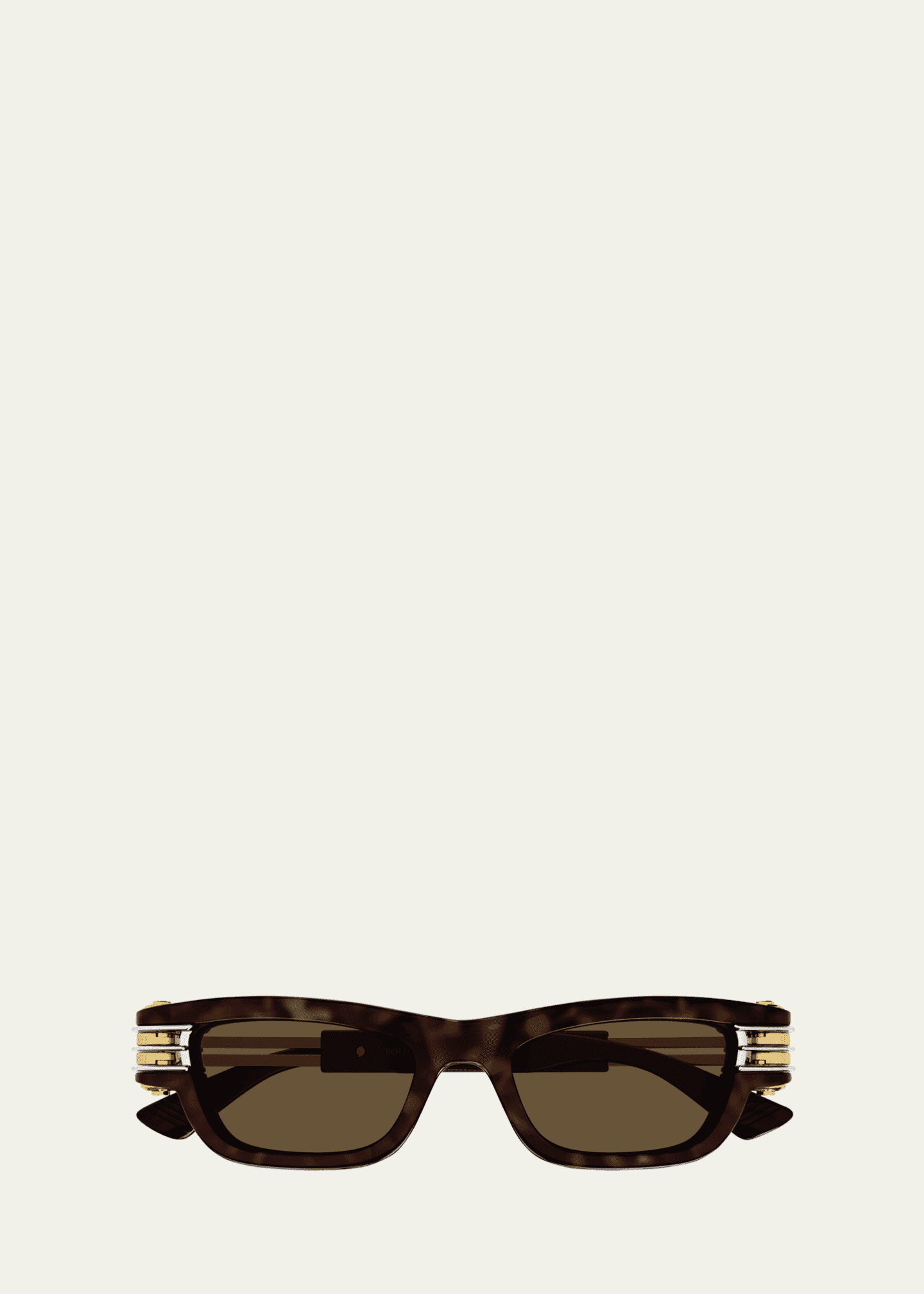 Bottega Veneta Bolt Havana Plastic Rectangle Sunglasses