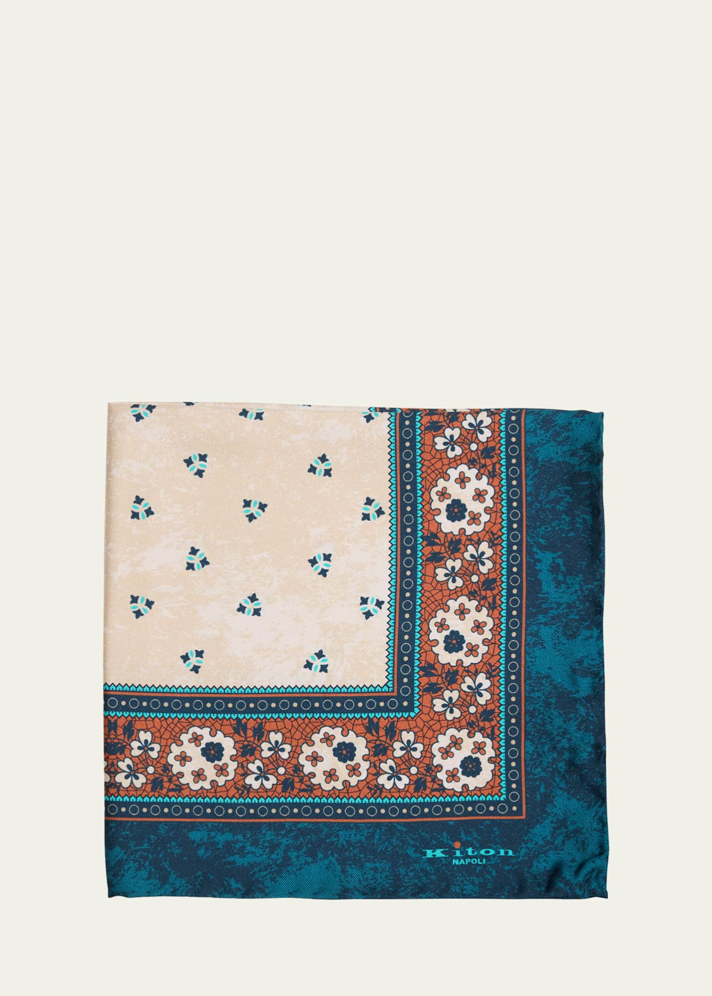 Kiton Men's Floral Silk Pocket Square