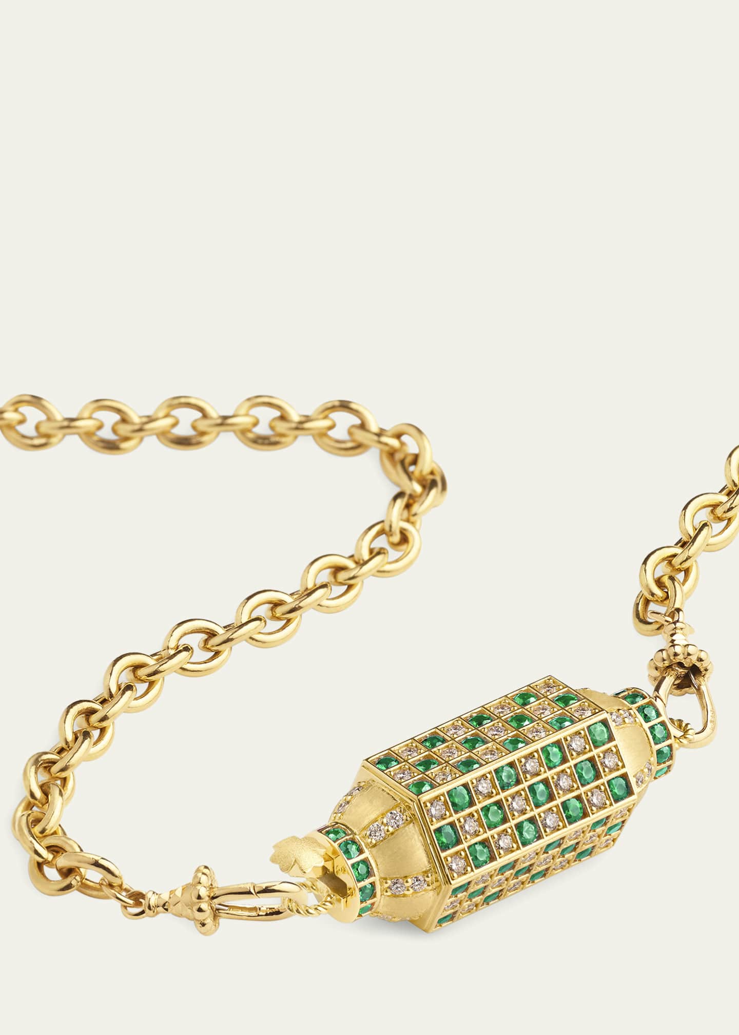 Marie Lichtenberg 18K Yellow Gold Diamond and Emerald Locket Necklace Image 2 of 3