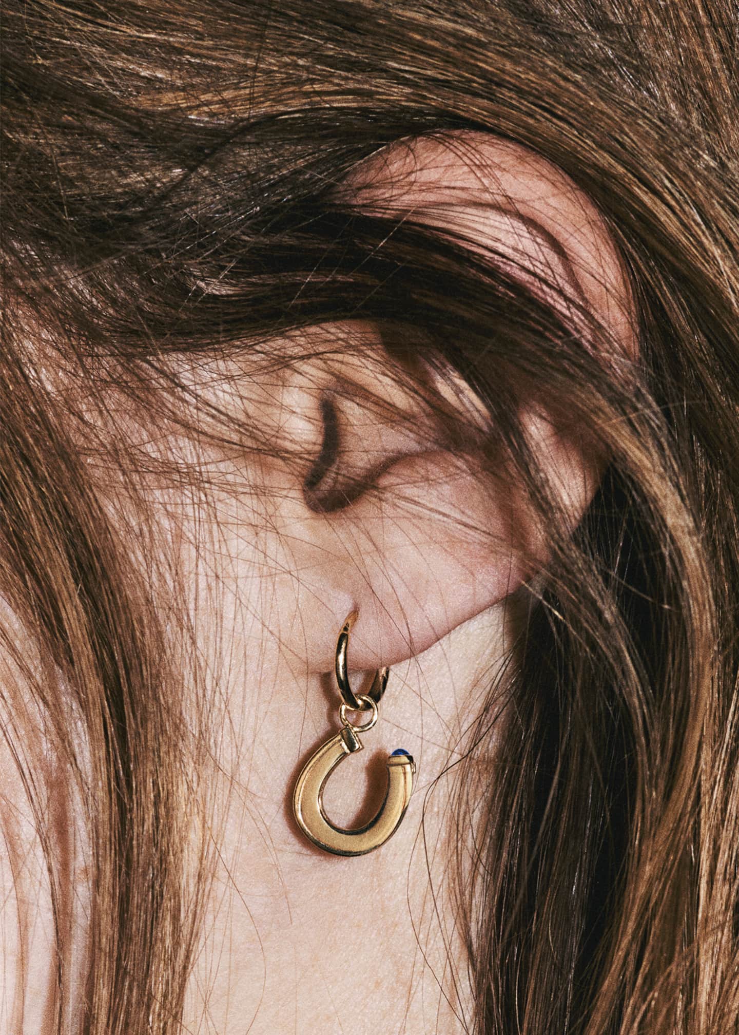 Marie Lichtenberg 18K Yellow Gold Horseshoe Baby Charm Earring, Single Image 2 of 4