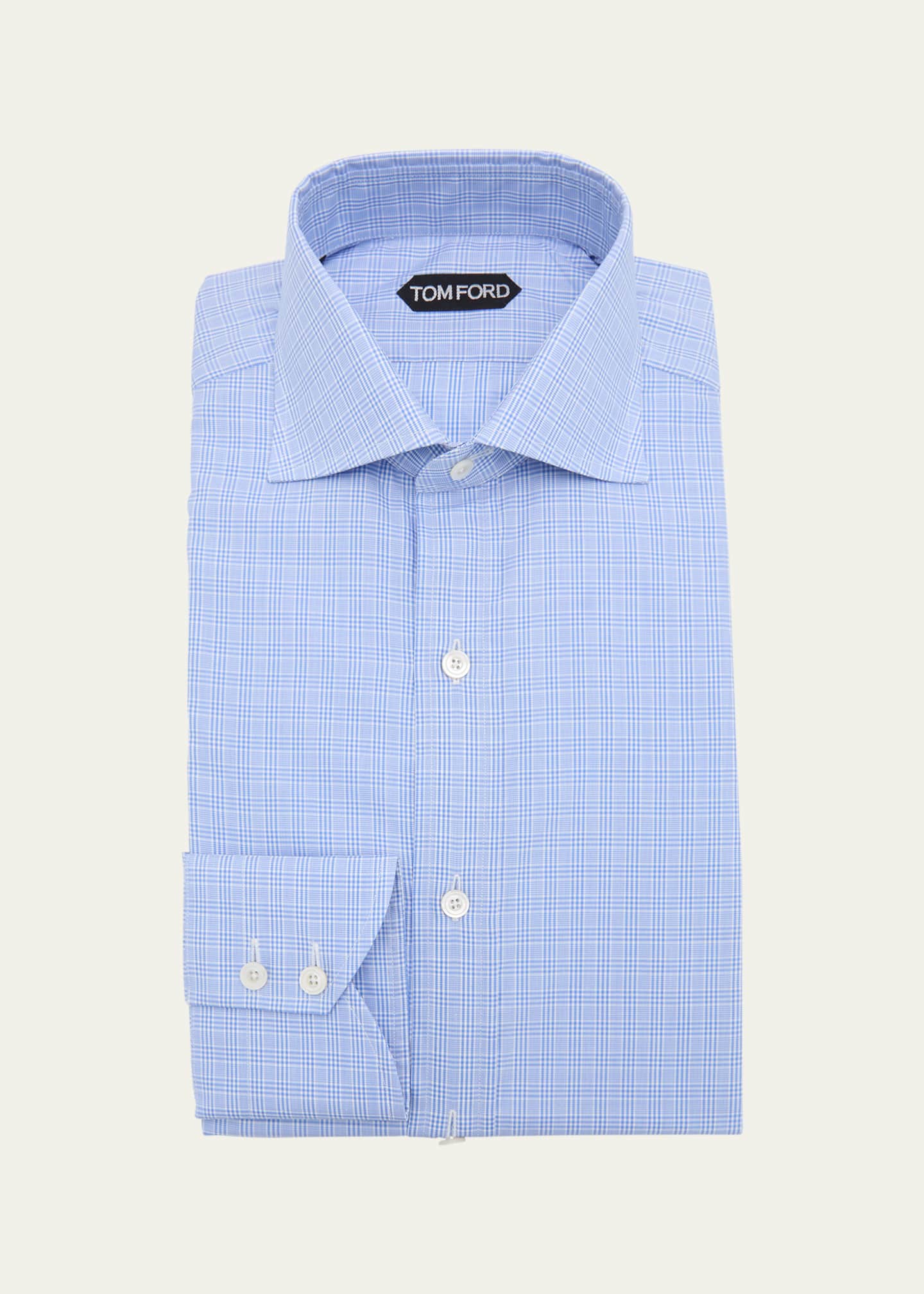 TOM FORD Men's Mini Check Twill Dress Shirt Image 1 of 2