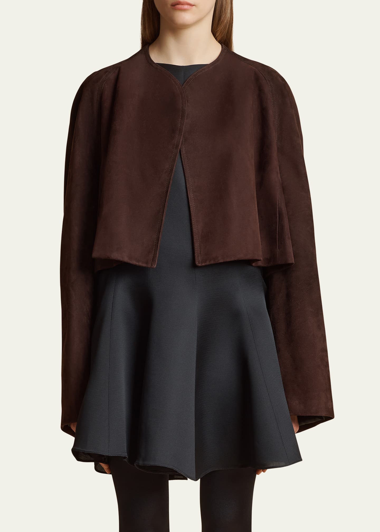 Khaite Garothy Suede Cropped Jacket Image 4 of 5