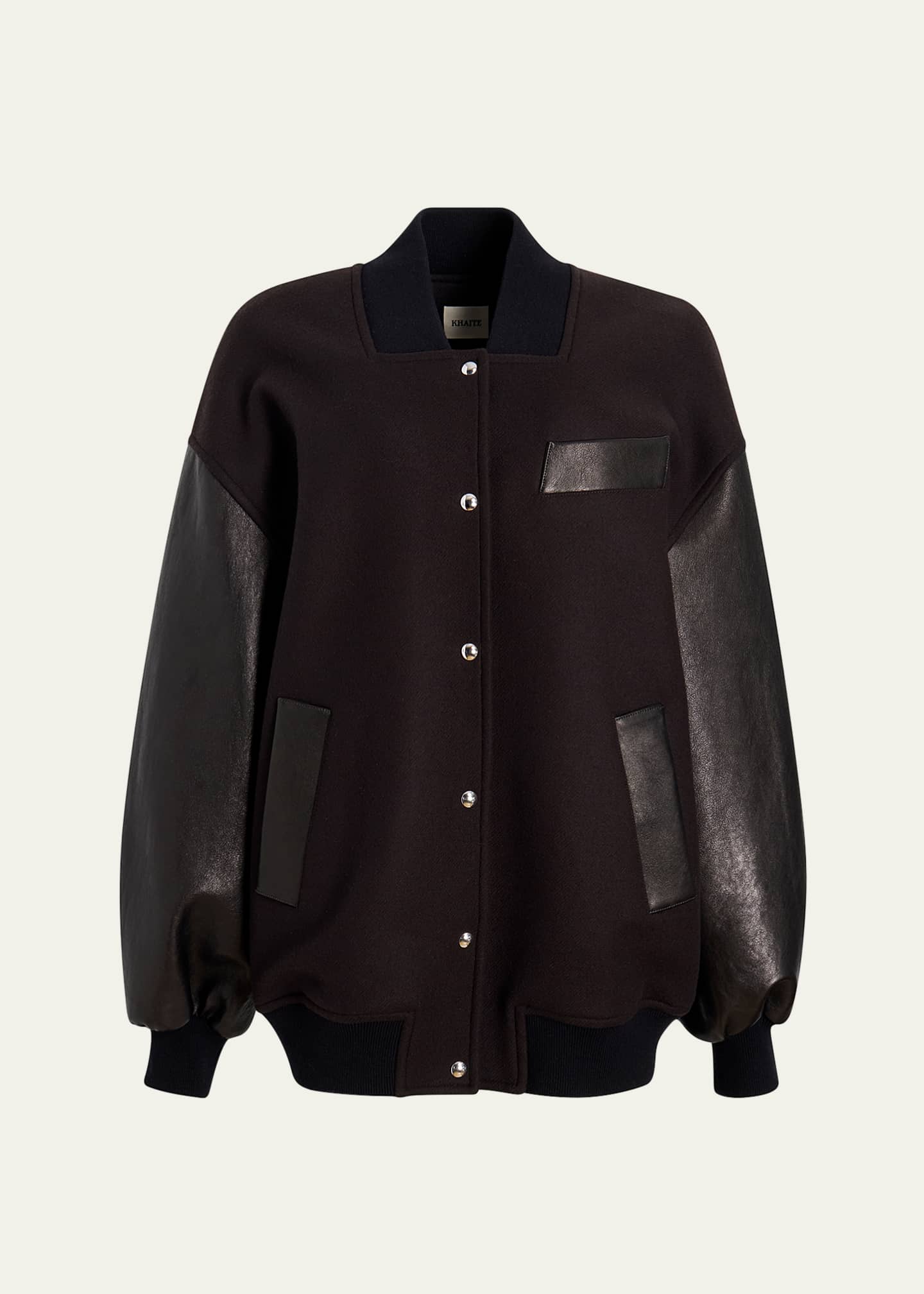 Leather and wool bomber jacket shop