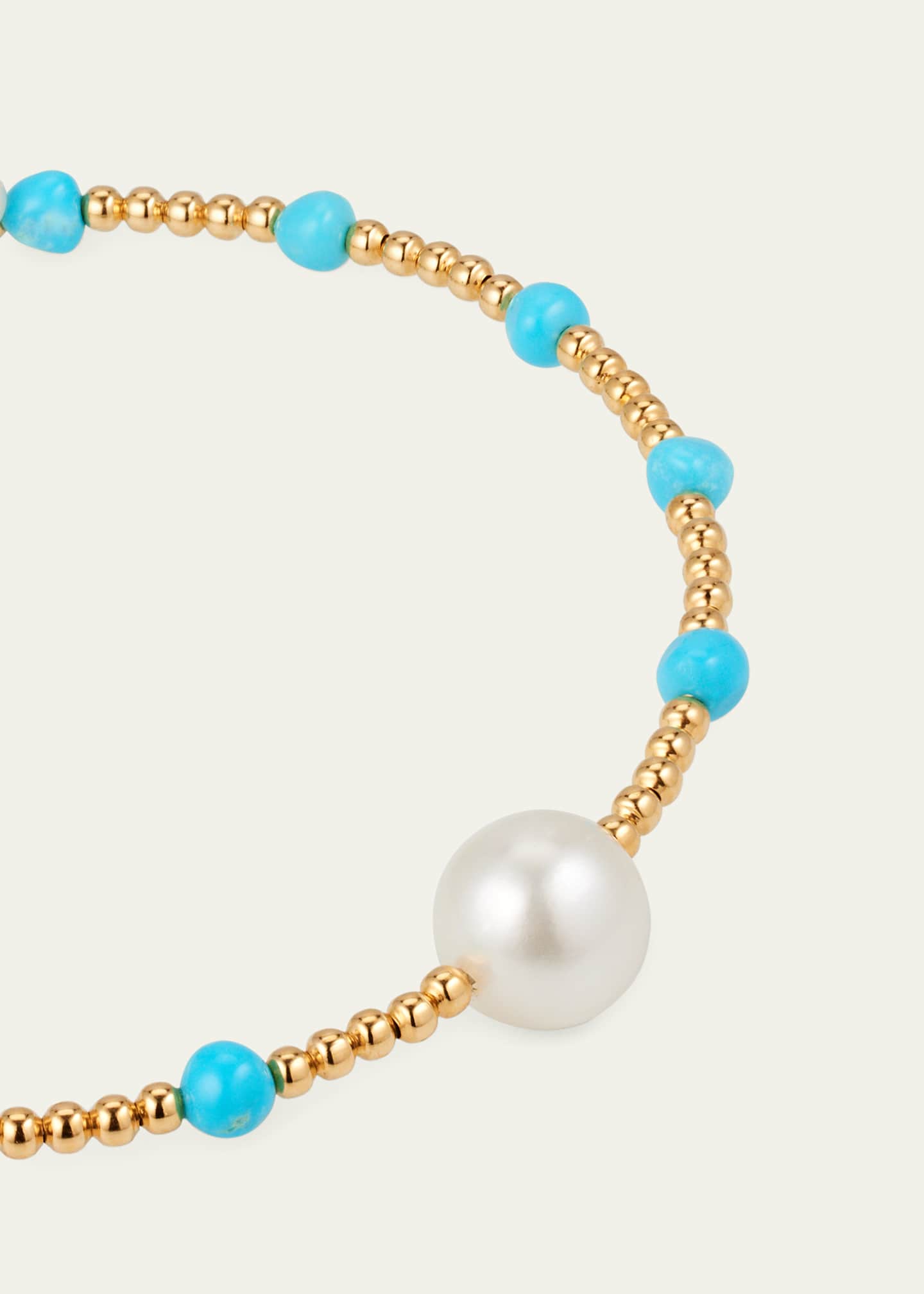 ATLAS LOVE Santa Lucia Turquoise Single Large Pearl 18K Yellow Gold Beaded Bracelet Image 3 of 4