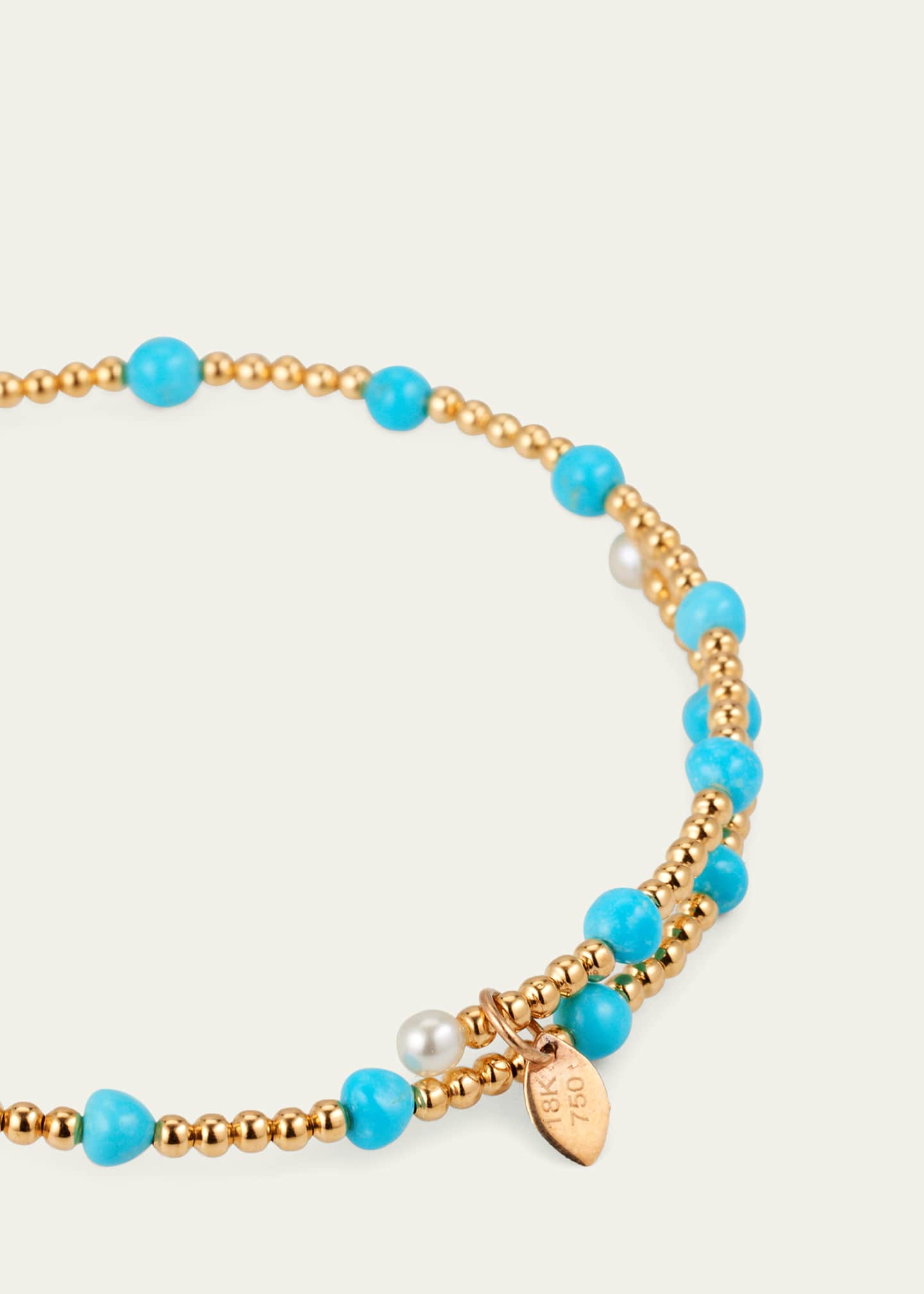 ATLAS LOVE Santa Lucia Turquoise Single Large Pearl 18K Yellow Gold Beaded Bracelet Image 4 of 4