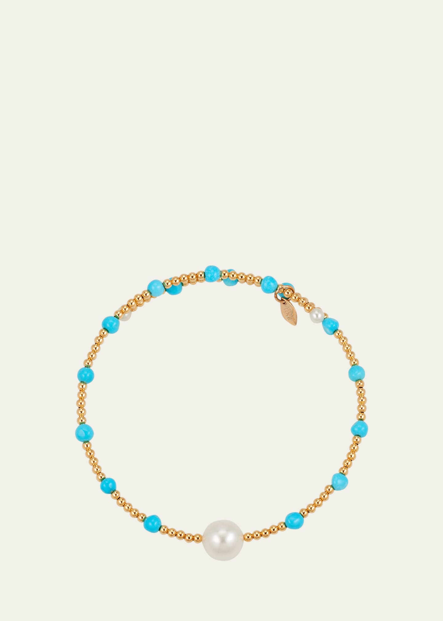 ATLAS LOVE Santa Lucia Turquoise Single Large Pearl 18K Yellow Gold Beaded Bracelet Image 1 of 4