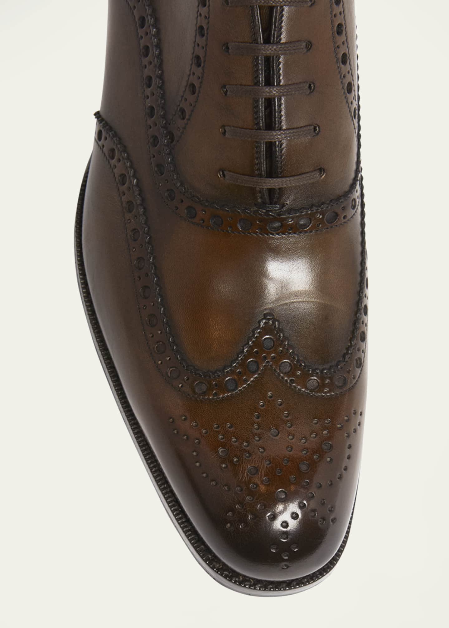 TOM FORD Men's Edgar Leather Wingtip Brogue Derby Shoes Image 6 of 6