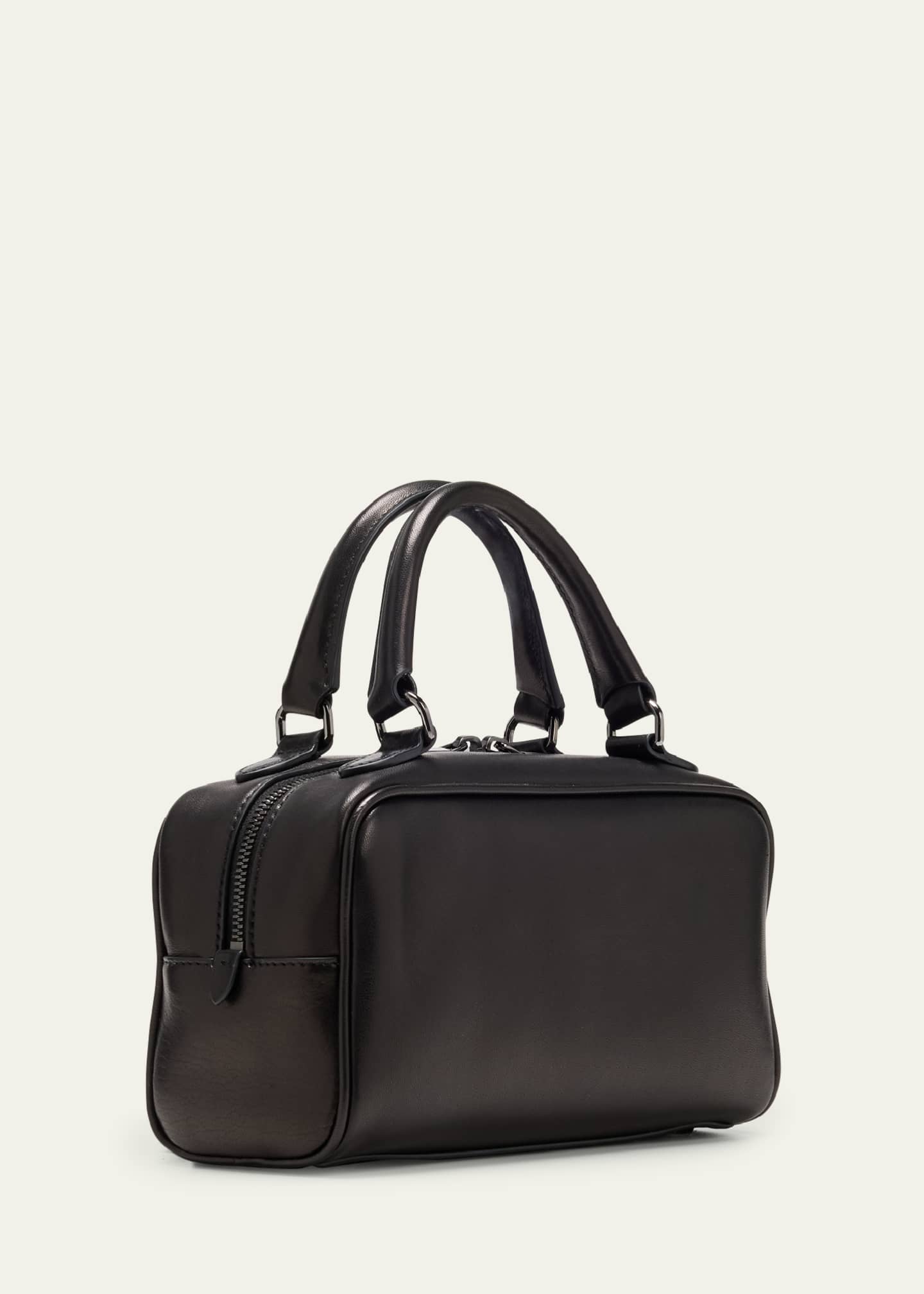 Brunello Cucinelli Medium Boston Glossy Leather Top-Handle Bag Image 3 of 5