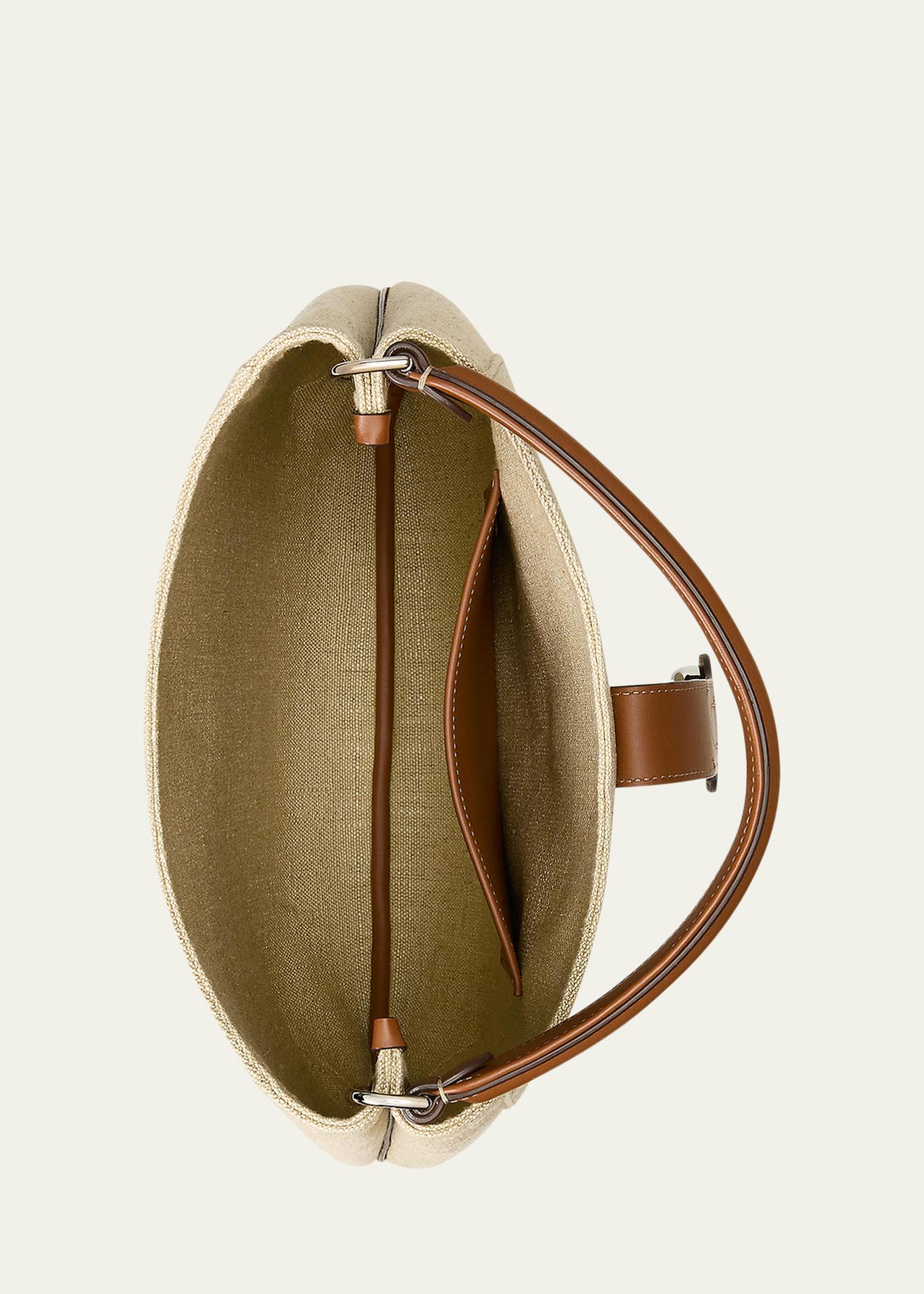 Ralph Lauren Collection Welington Medium Woven Linen Shoulder Bag