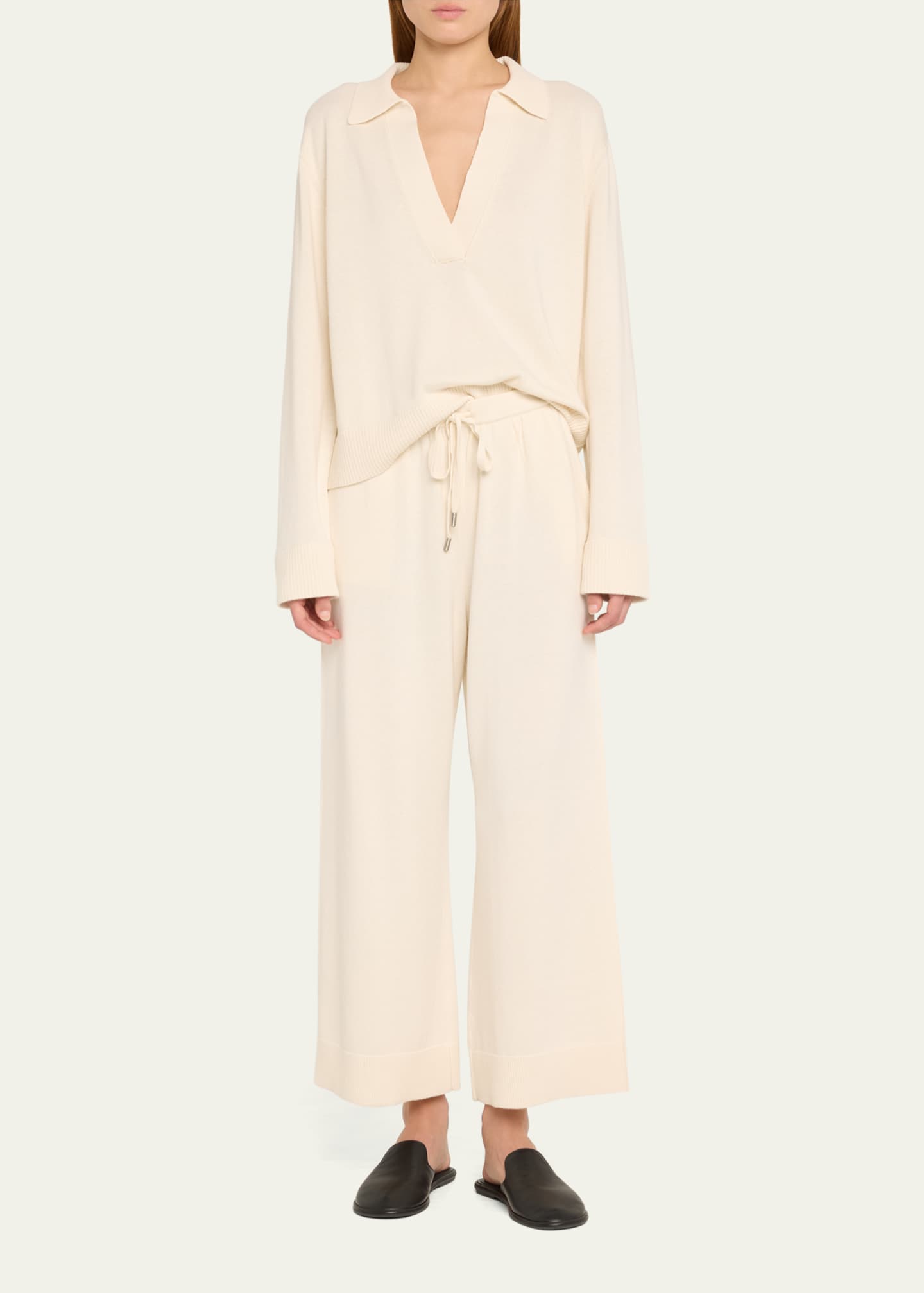 SIMKHAI Bobbie Cotton and Cashmere Polo Sweater Image 2 of 5