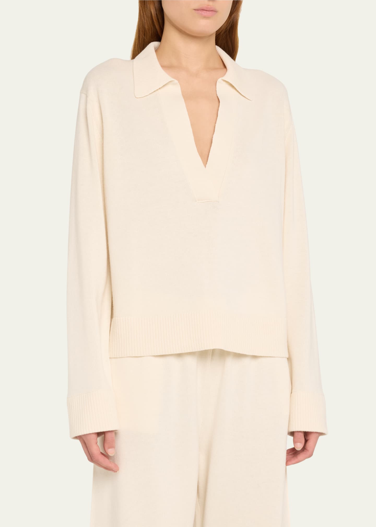 SIMKHAI Bobbie Cotton and Cashmere Polo Sweater Image 3 of 5