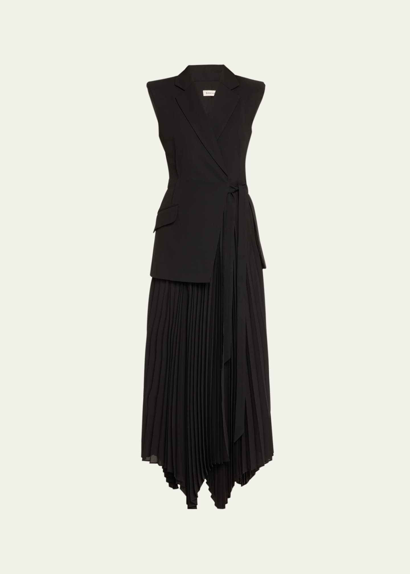 SIMKHAI Helena Combo Blazer Sleeveless Midi Dress Image 1 of 5