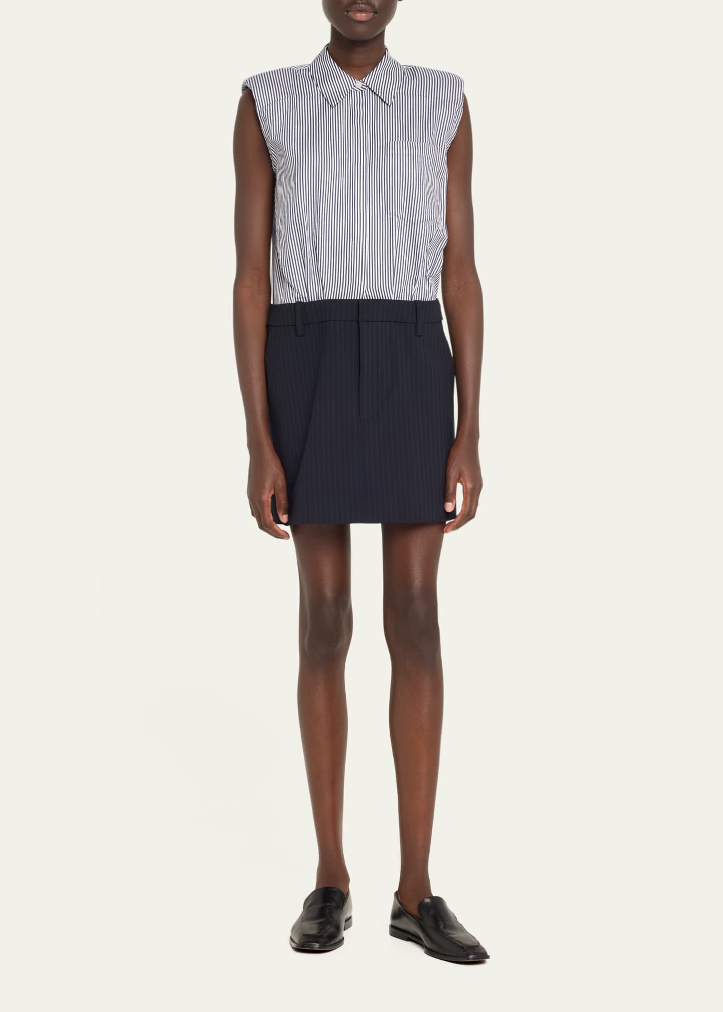 SIMKHAI Graham Shirting Combo Mini Dress Image 2 of 5