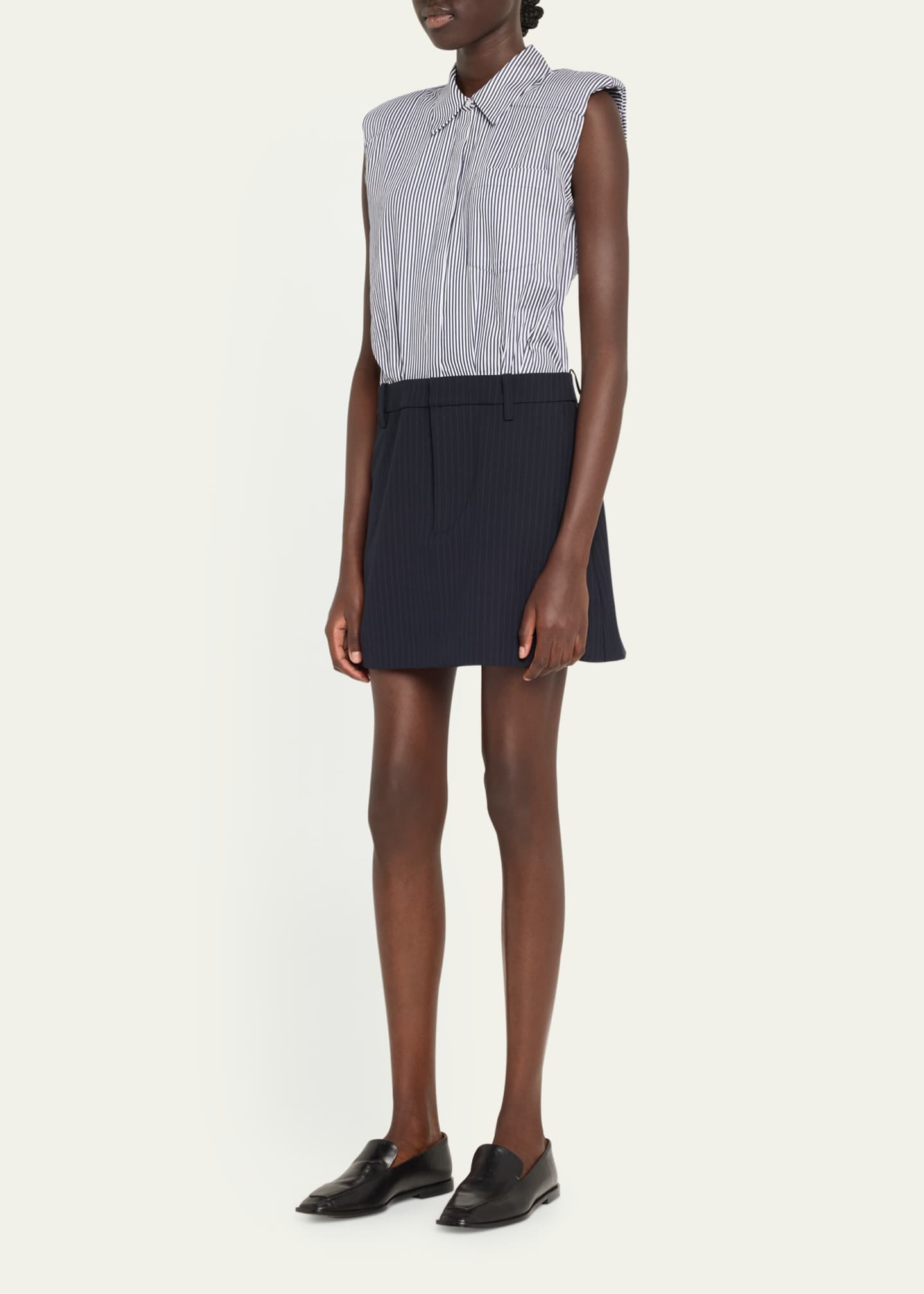 SIMKHAI Graham Shirting Combo Mini Dress Image 4 of 5