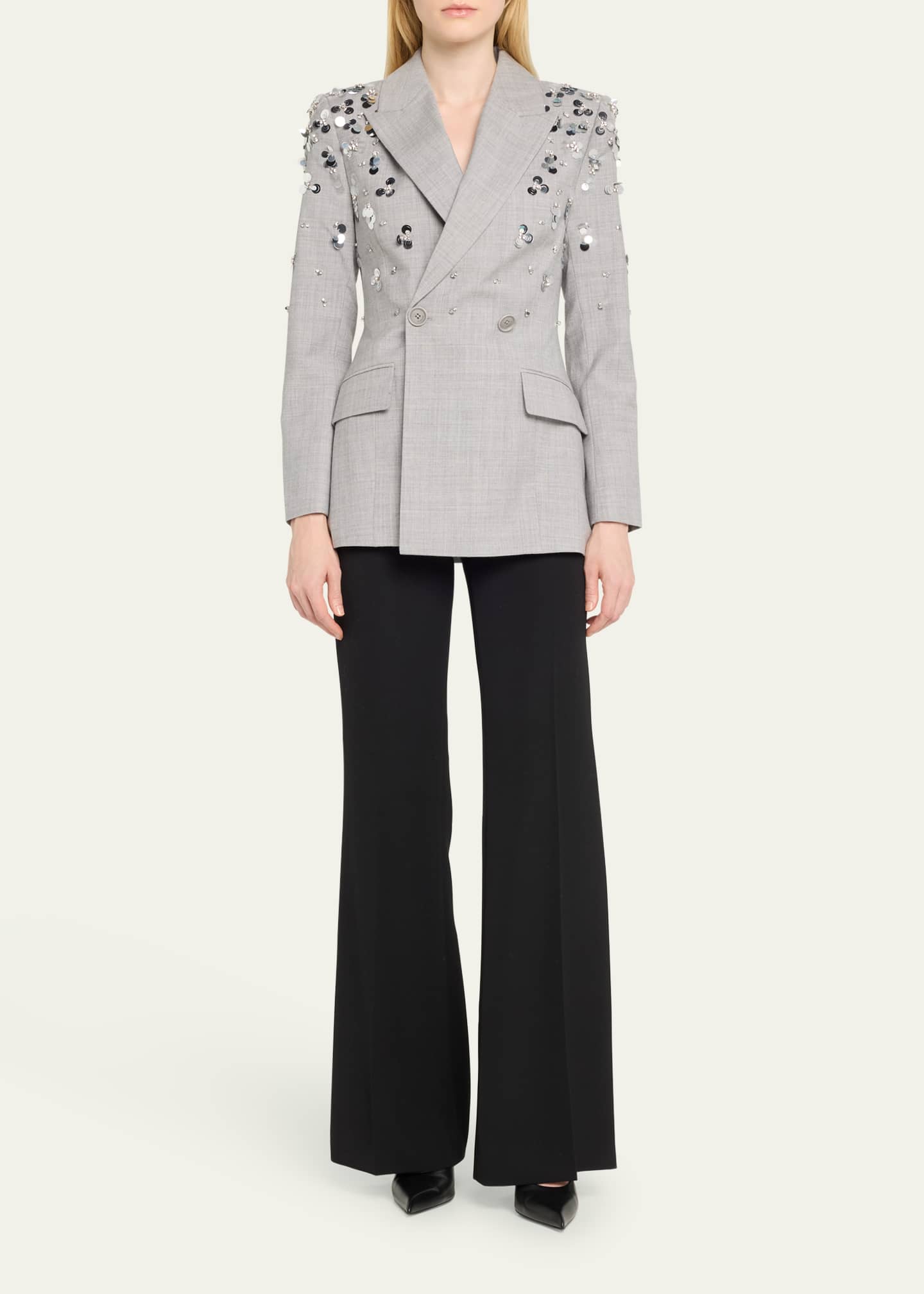 SIMKHAI Getty Crystal-Embellished Double-Breasted Wool Blazer Image 2 of 5