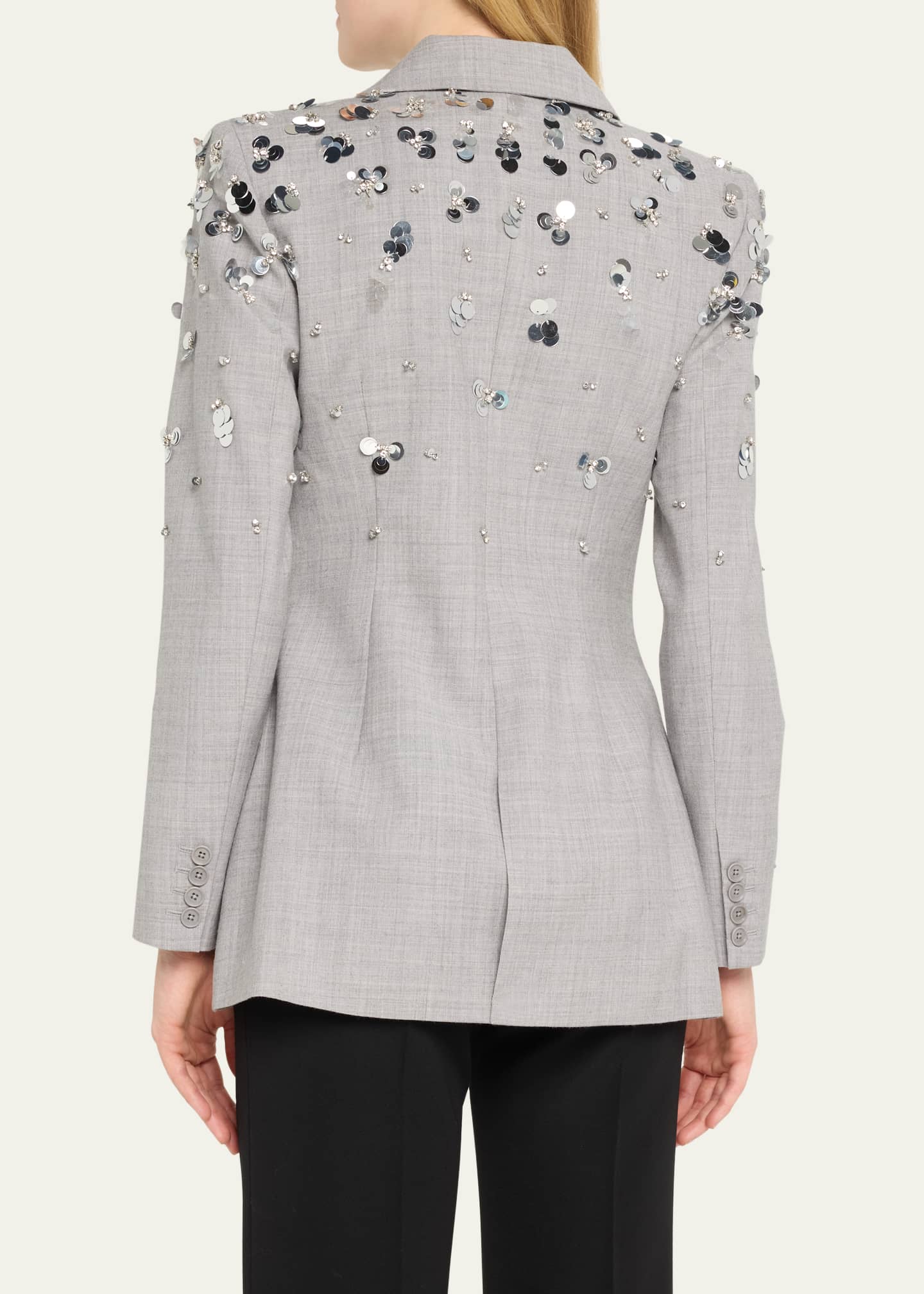 SIMKHAI Getty Crystal-Embellished Double-Breasted Wool Blazer Image 3 of 5