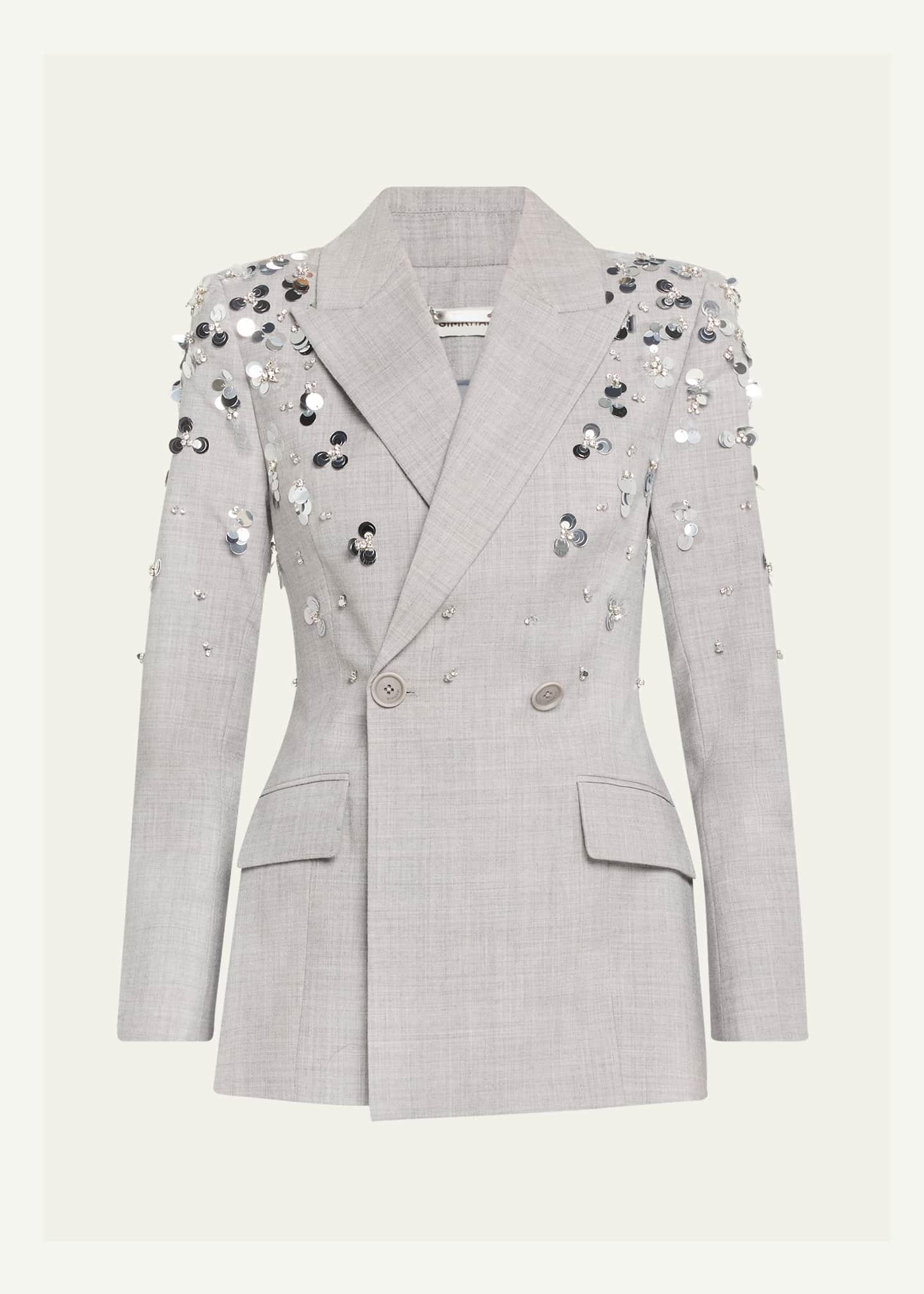 SIMKHAI Getty Crystal-Embellished Double-Breasted Wool Blazer Image 1 of 5