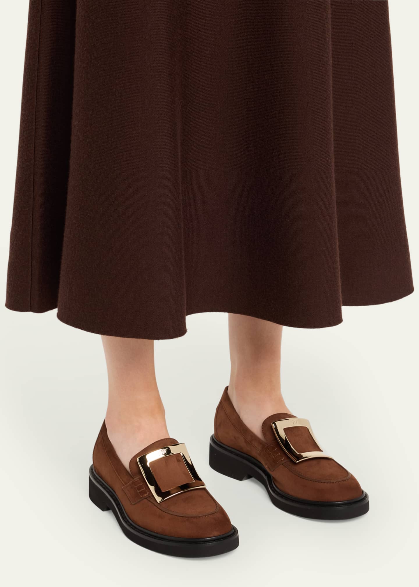 Roger Vivier Viv Rangers Suede Buckle Loafers Image 2 of 6