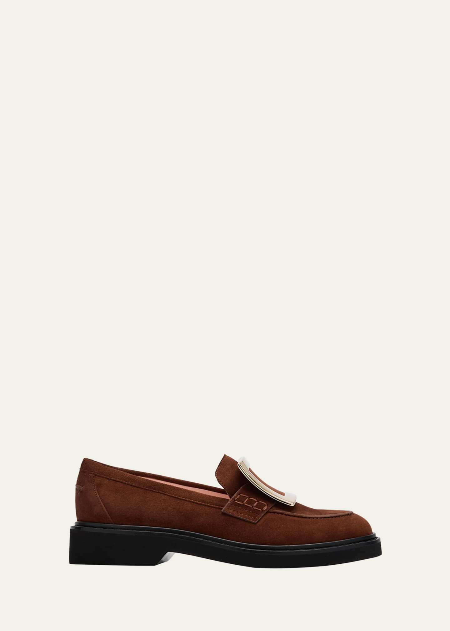 Roger Vivier Viv Rangers Suede Buckle Loafers Image 1 of 6