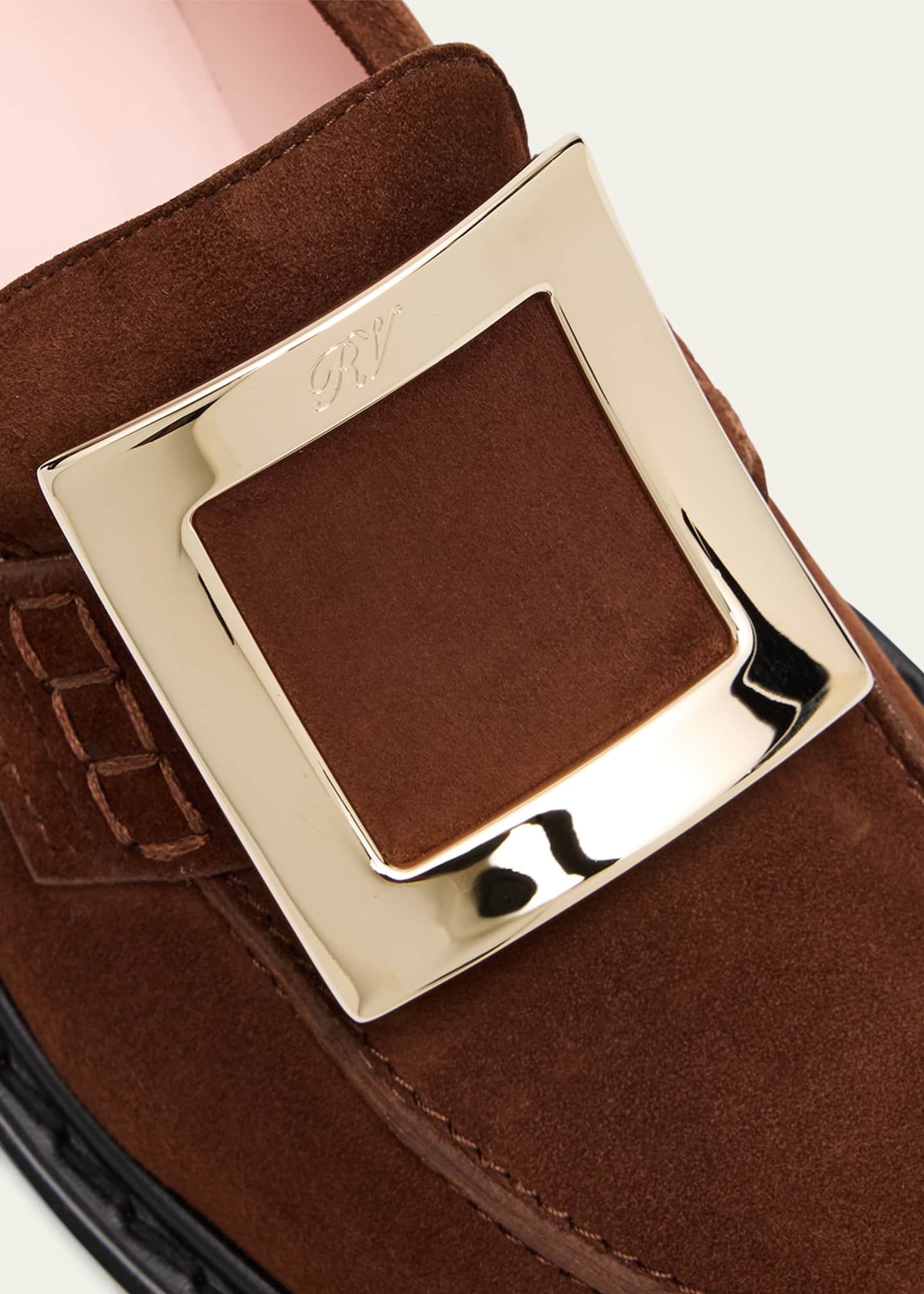 Roger Vivier Viv Rangers Suede Buckle Loafers Image 5 of 6