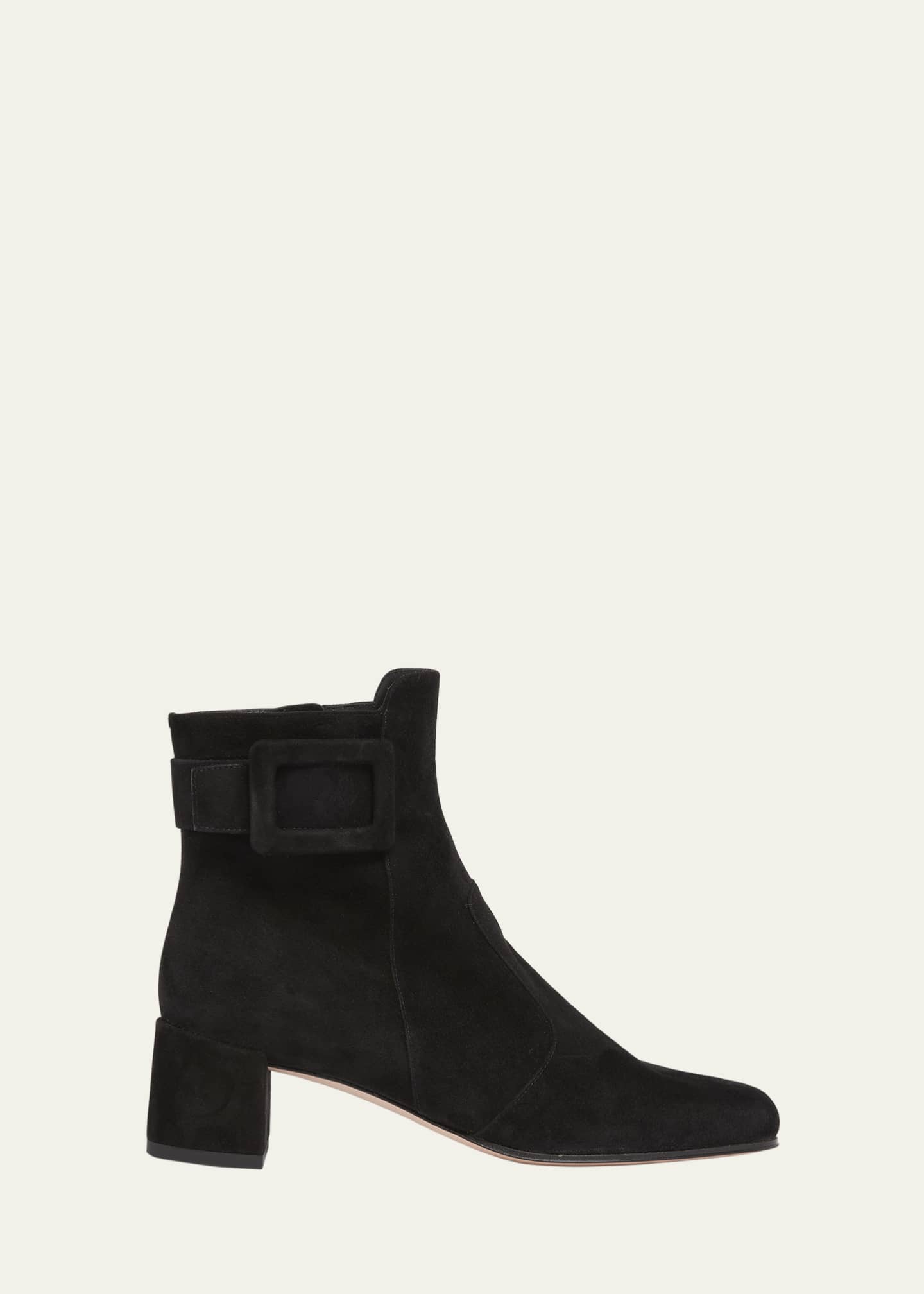 Roger Vivier Tres Vivier Suede Buckle Ankle Booties Image 1 of 3