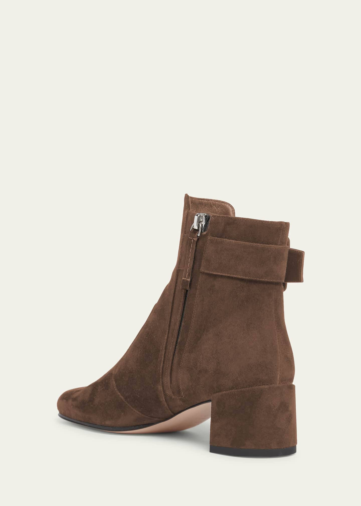 Roger Vivier Tres Vivier Suede Buckle Ankle Booties Image 4 of 5